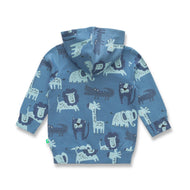 "Boys' Blue Animal Print Zip-Up Hoodie – Jungle Safari Theme with Hood"