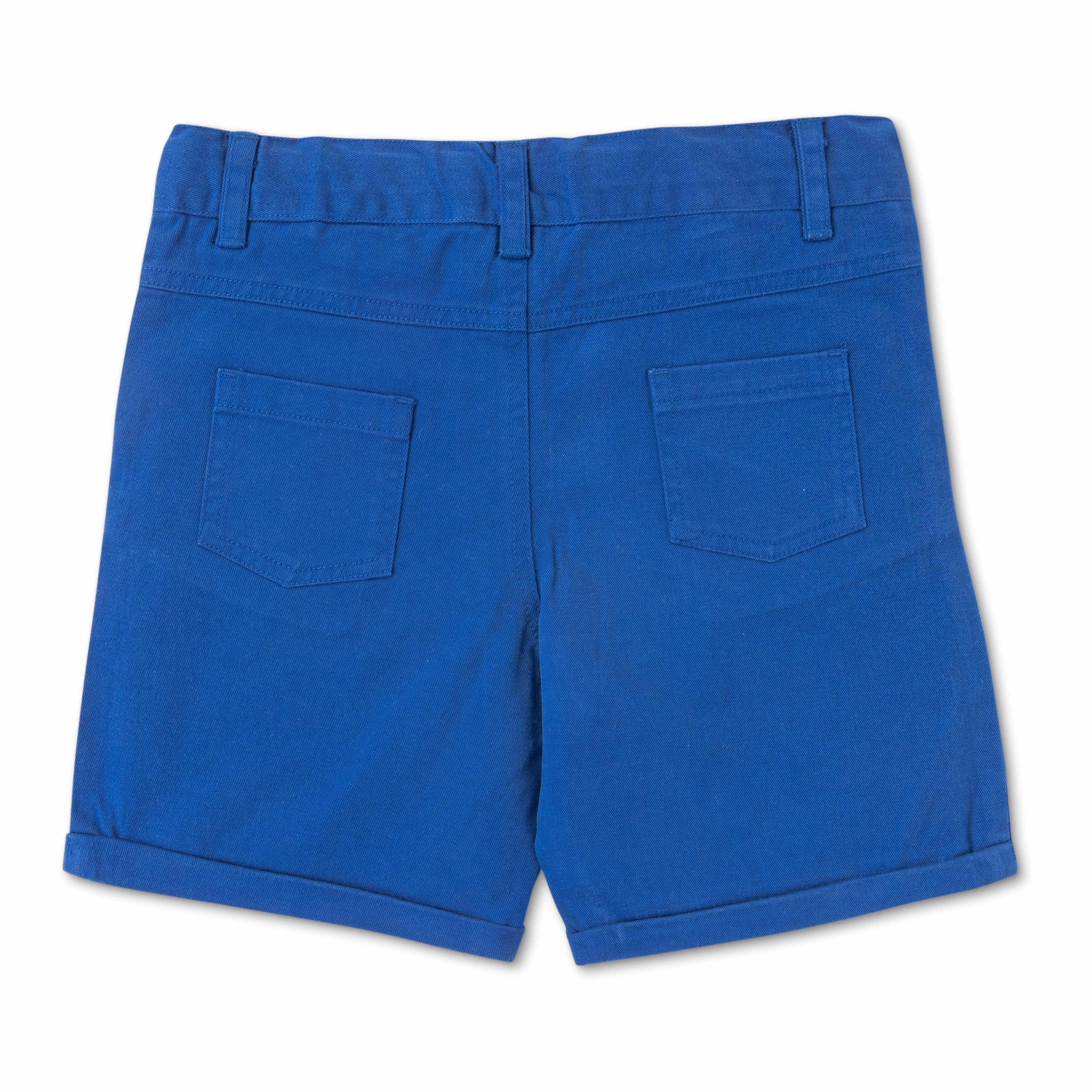 Boys Cotton Toddlers Solid Shorts - Dark Blue - Juscubs