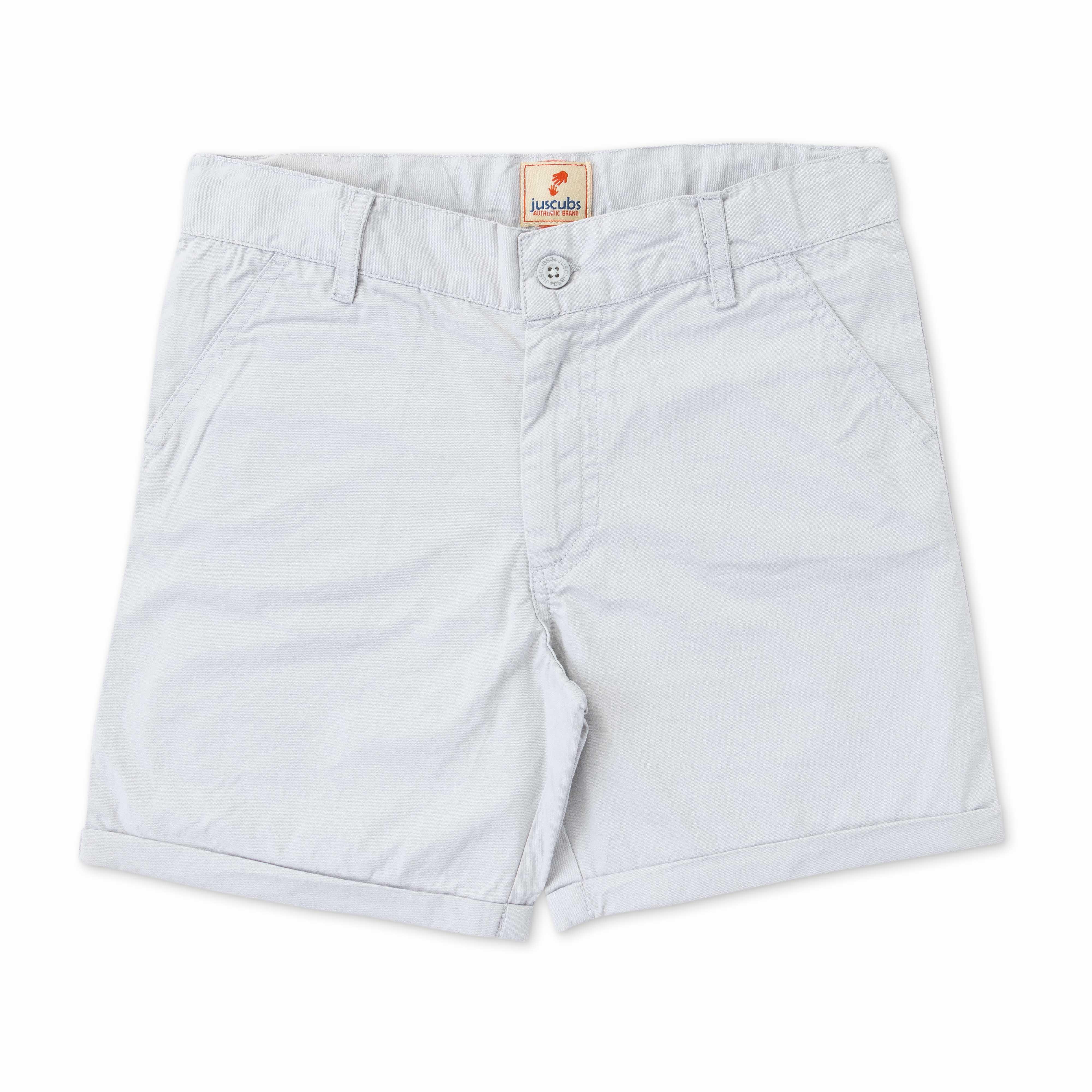 Boys Cotton Toddlers Solid Shorts - Grey - Juscubs