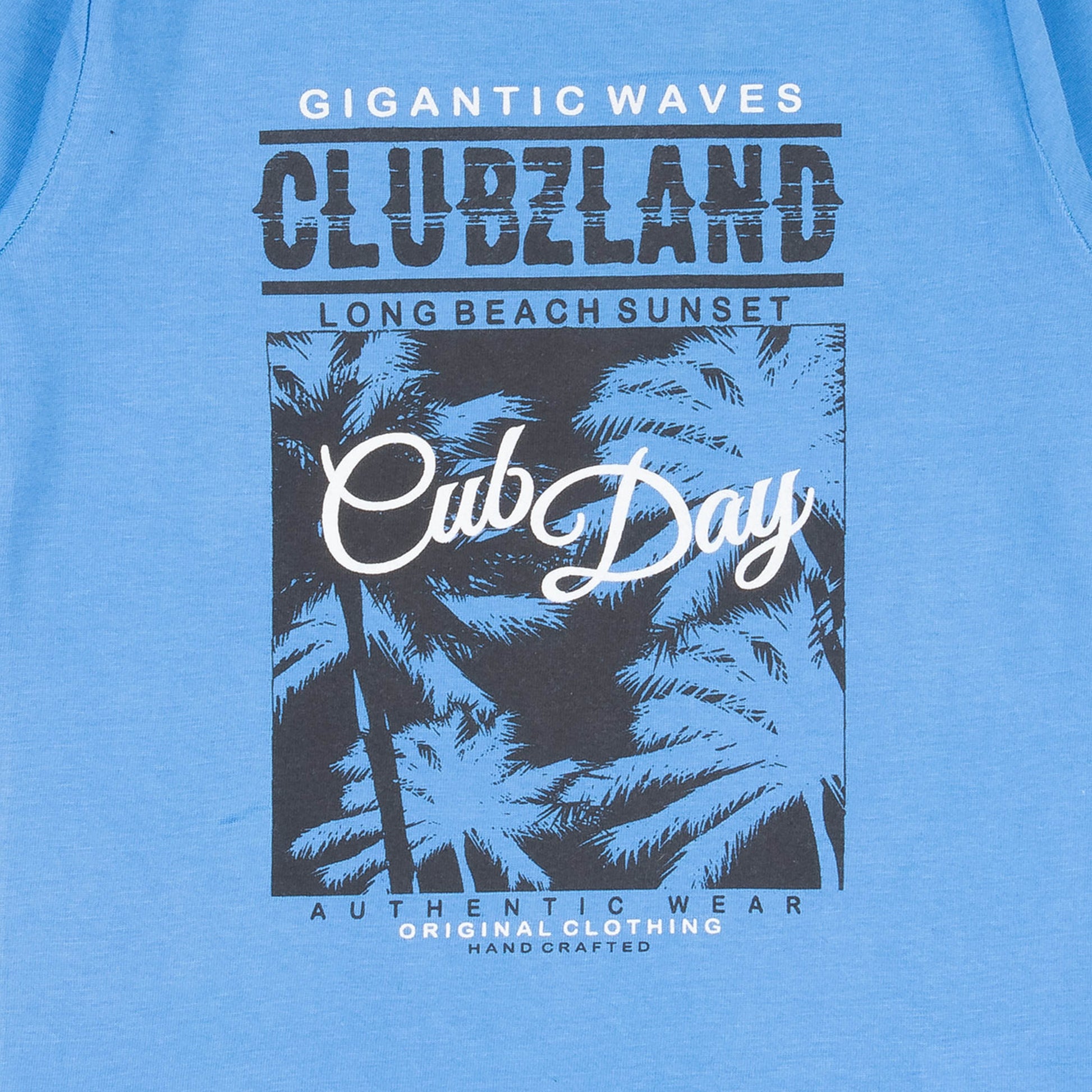 Boys' Blue Long Sleeve T-Shirt - "Clubland" Beach Graphic Print
