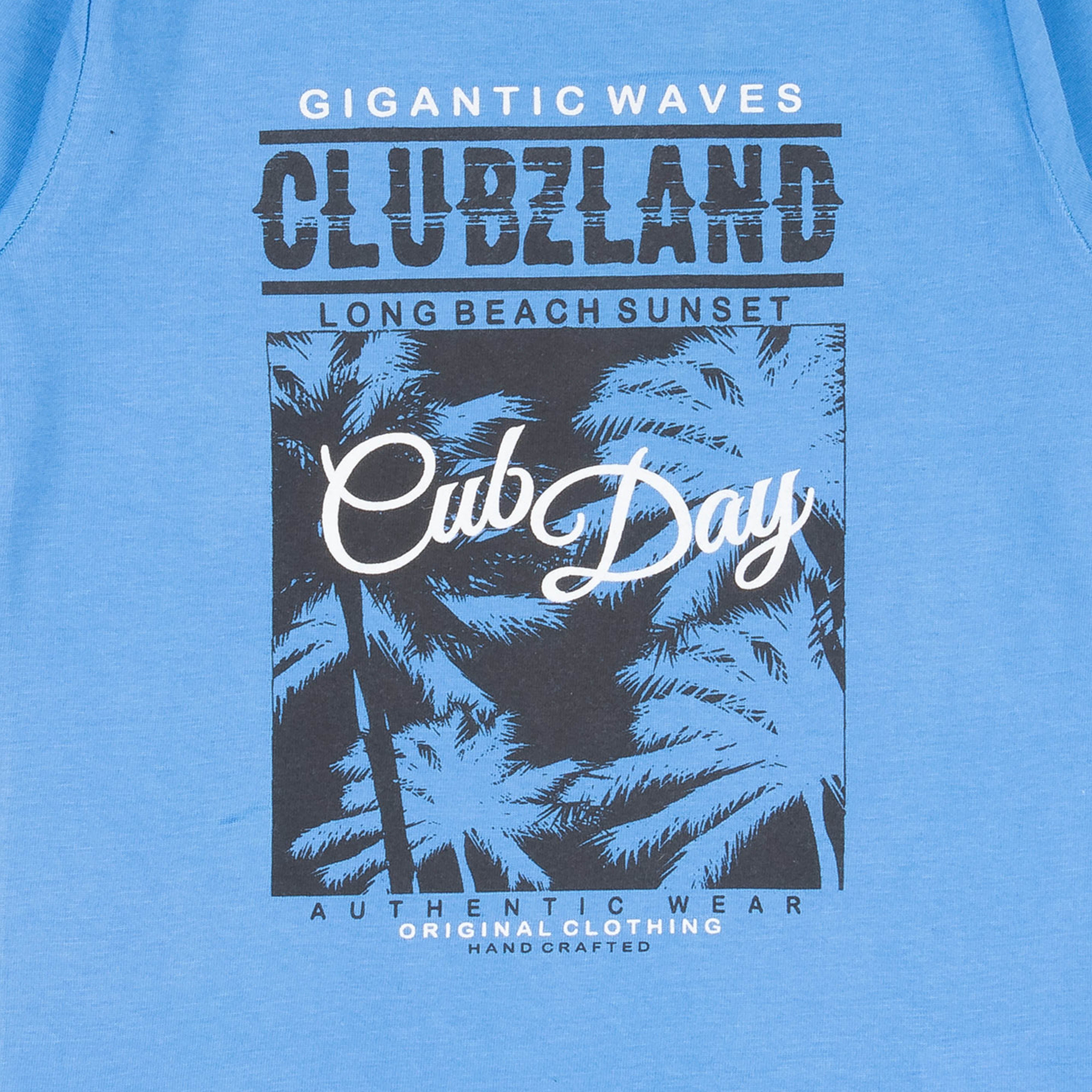 Boys' Blue Long Sleeve T-Shirt - "Clubland" Beach Graphic Print