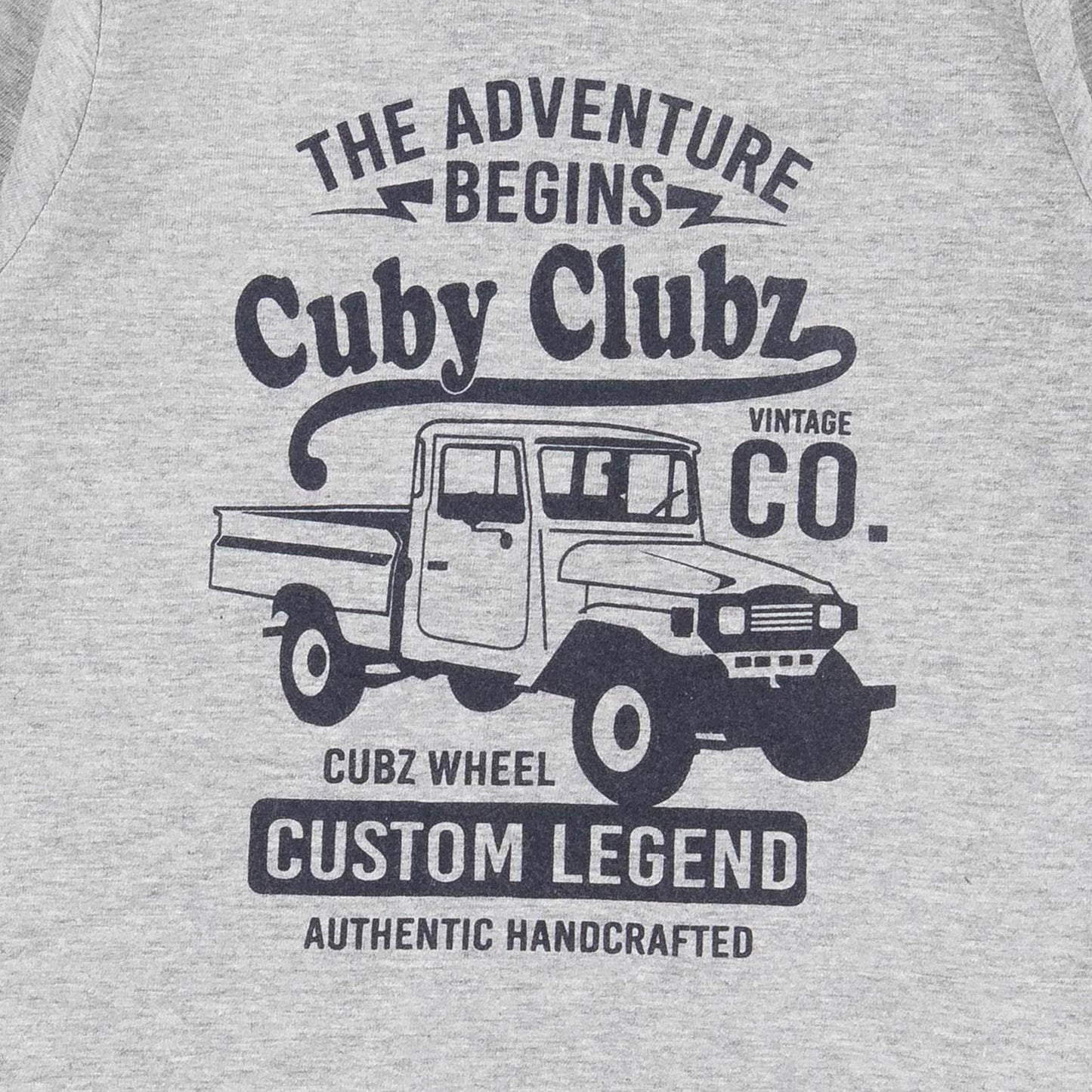 Boys' Grey Long Sleeve T-Shirt - "Adventure Begins" Vintage Truck Graphic