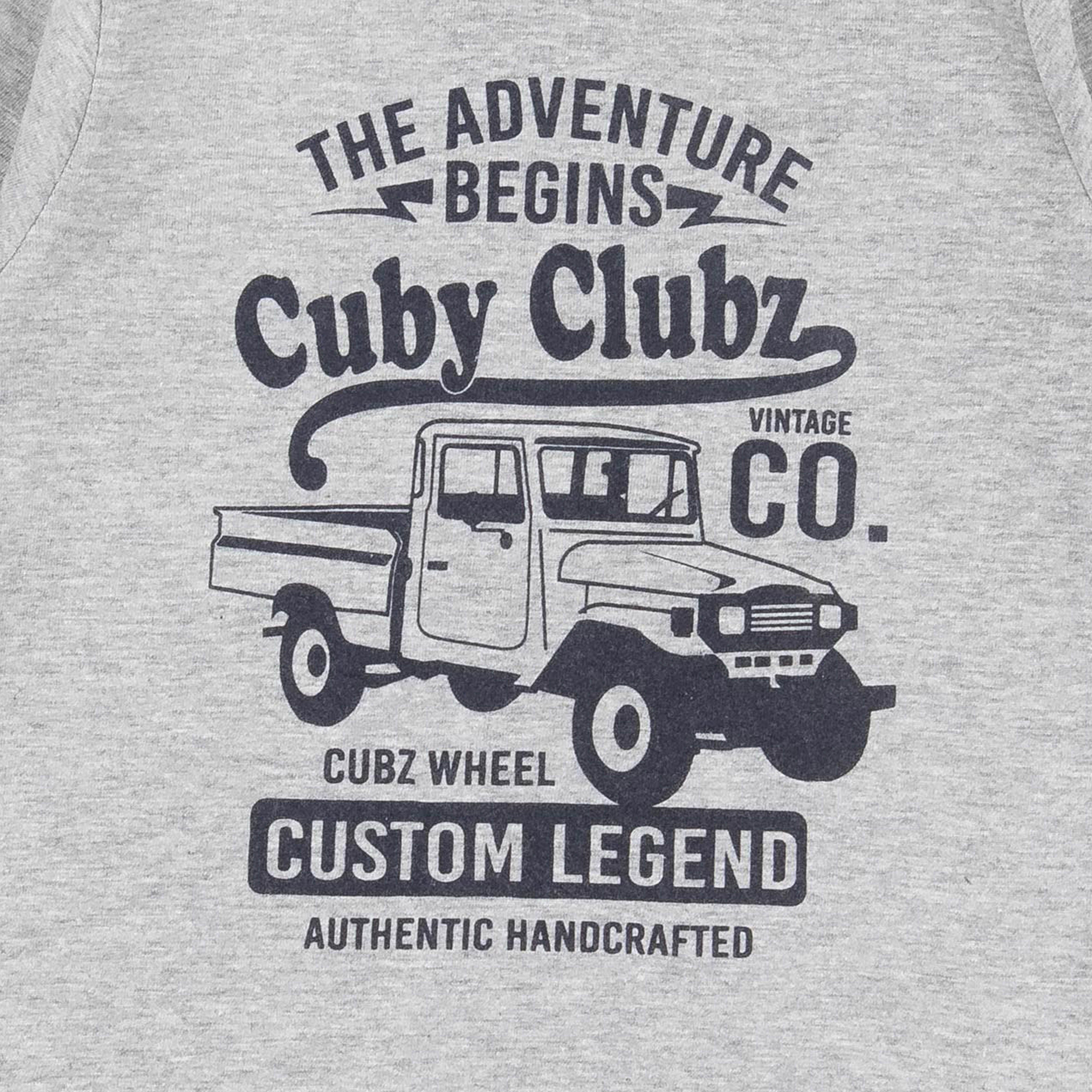 Boys' Grey Long Sleeve T-Shirt - "Adventure Begins" Vintage Truck Graphic