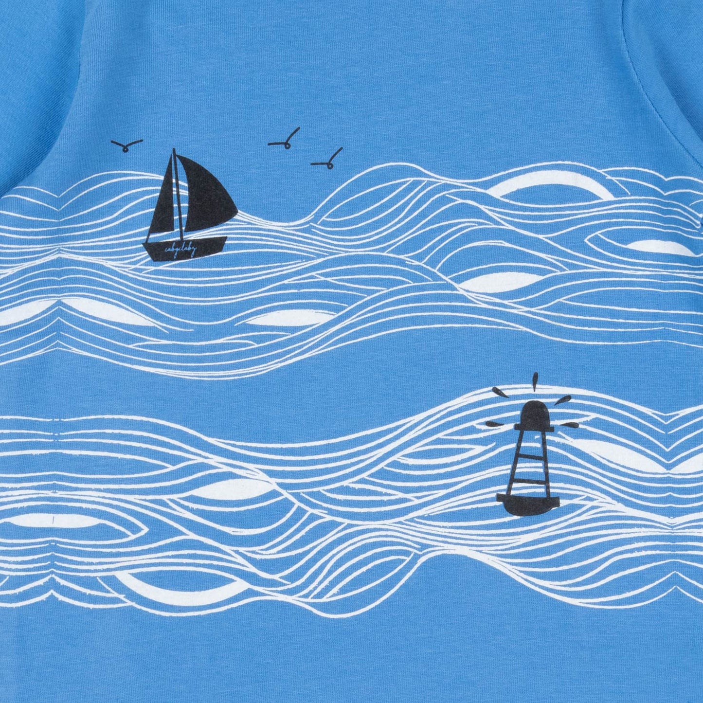 Baby Boys' Blue Nautical Long Sleeve T-Shirt - Sailboat & Lighthouse Graphic