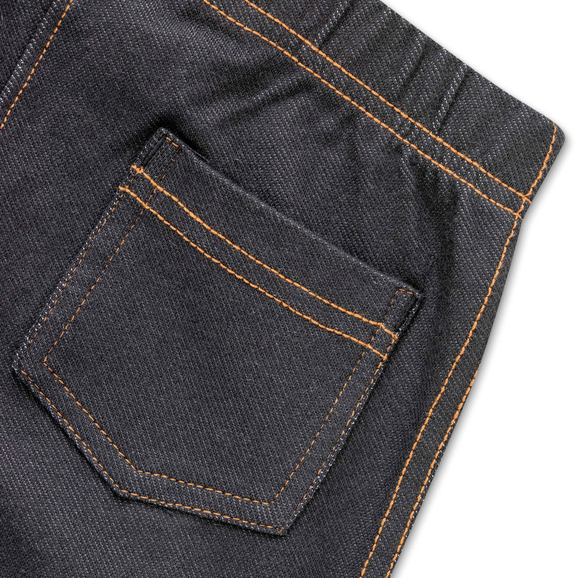 Girls' Black Jeggings – Stretch Leggings with Orange Contrast Stitch and Faux Denim Look