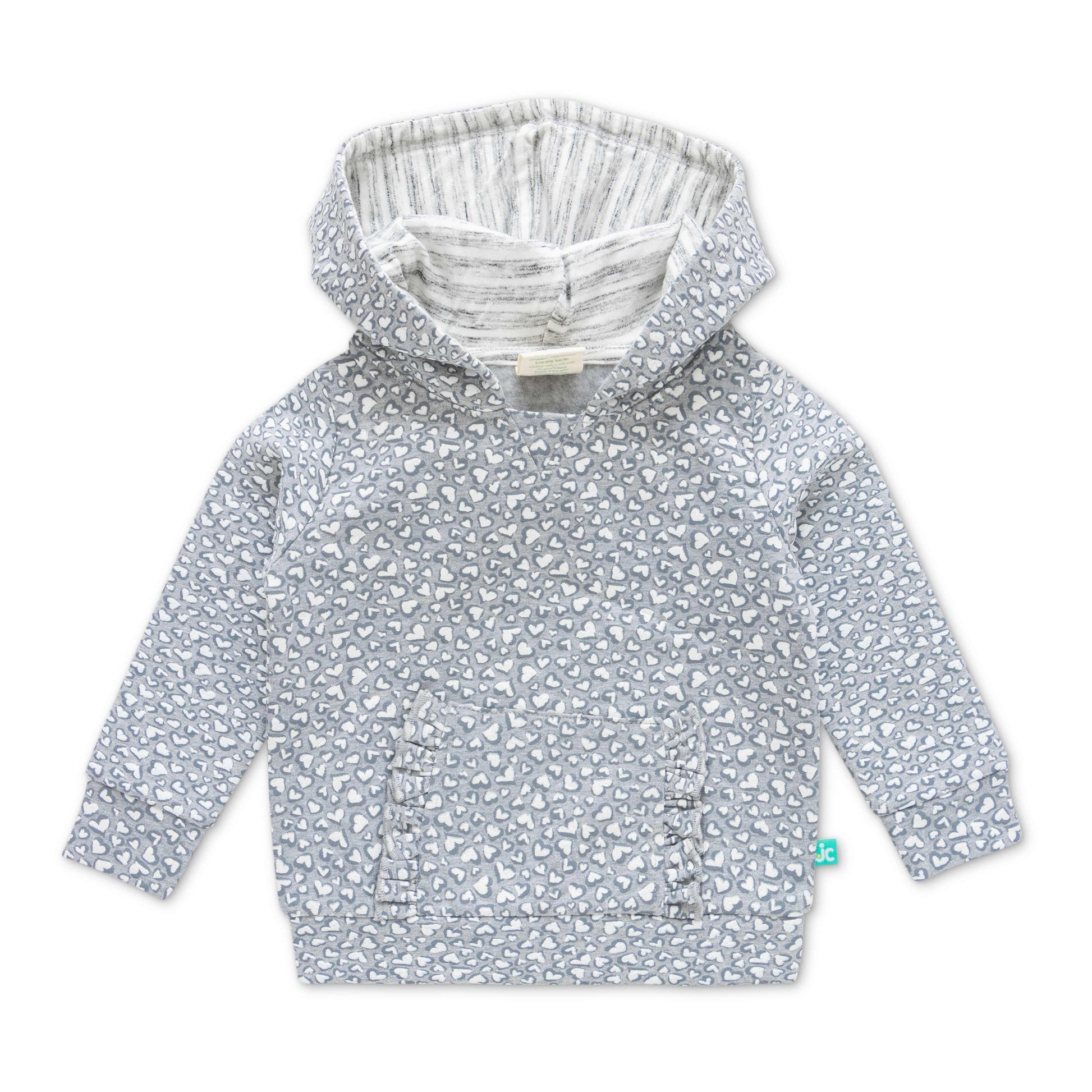 Girls Conversational Printed Hooded Cotton Sweatshirt - Grey