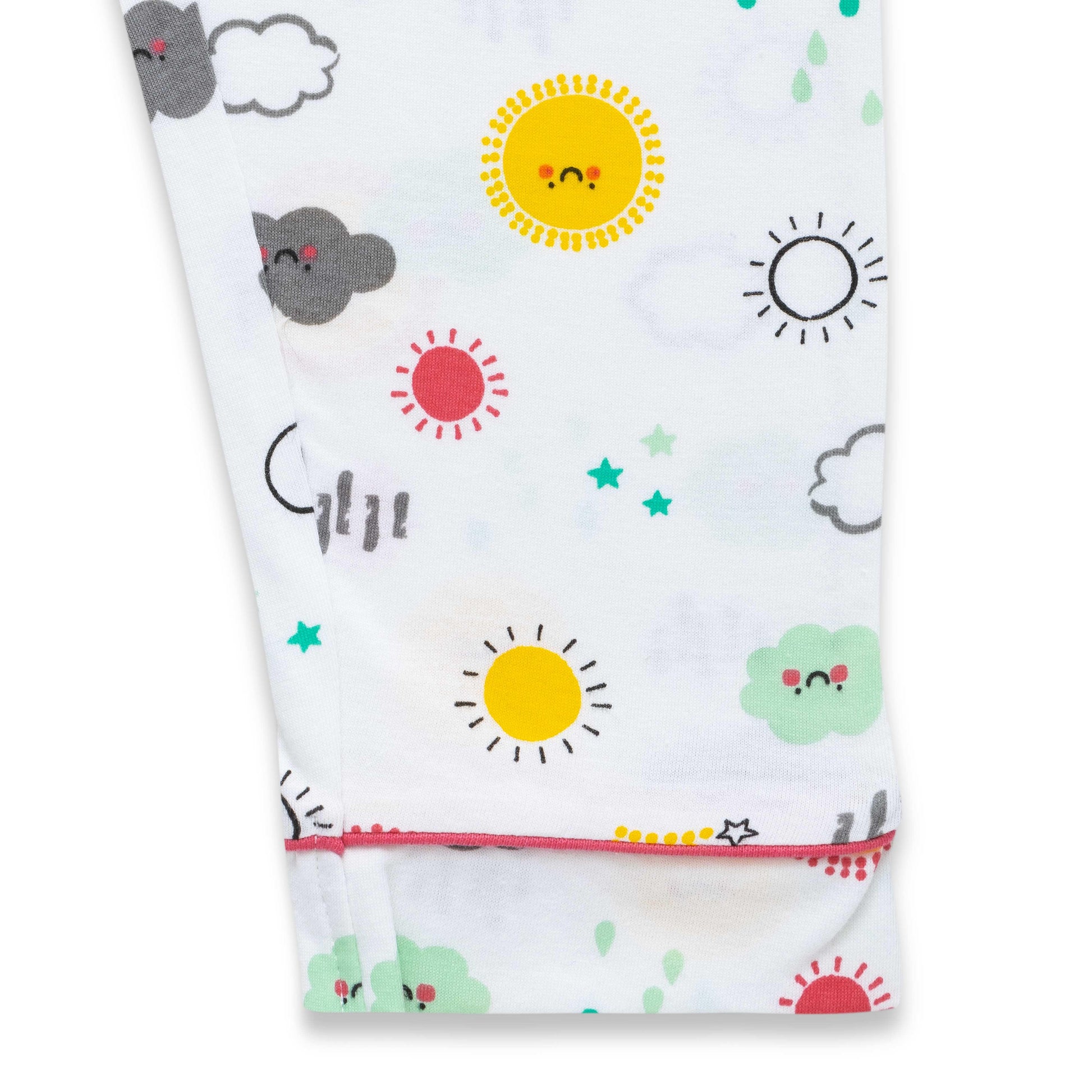 "Girls' Weather Print Cotton Pajama Set – Button-Up Top & Pants"