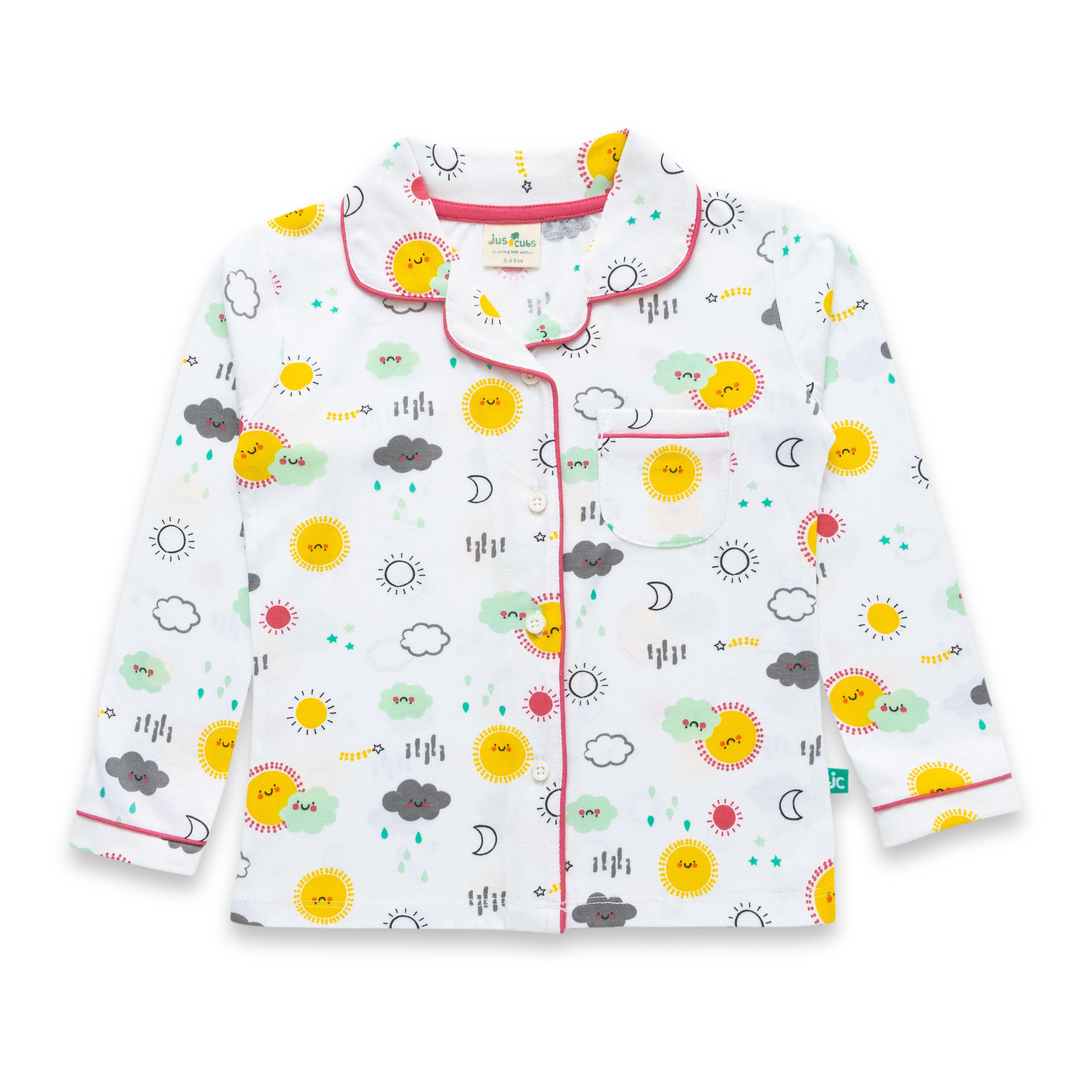 Girls Conversational Printed Pure Cotton Night suit sets - Juscubs