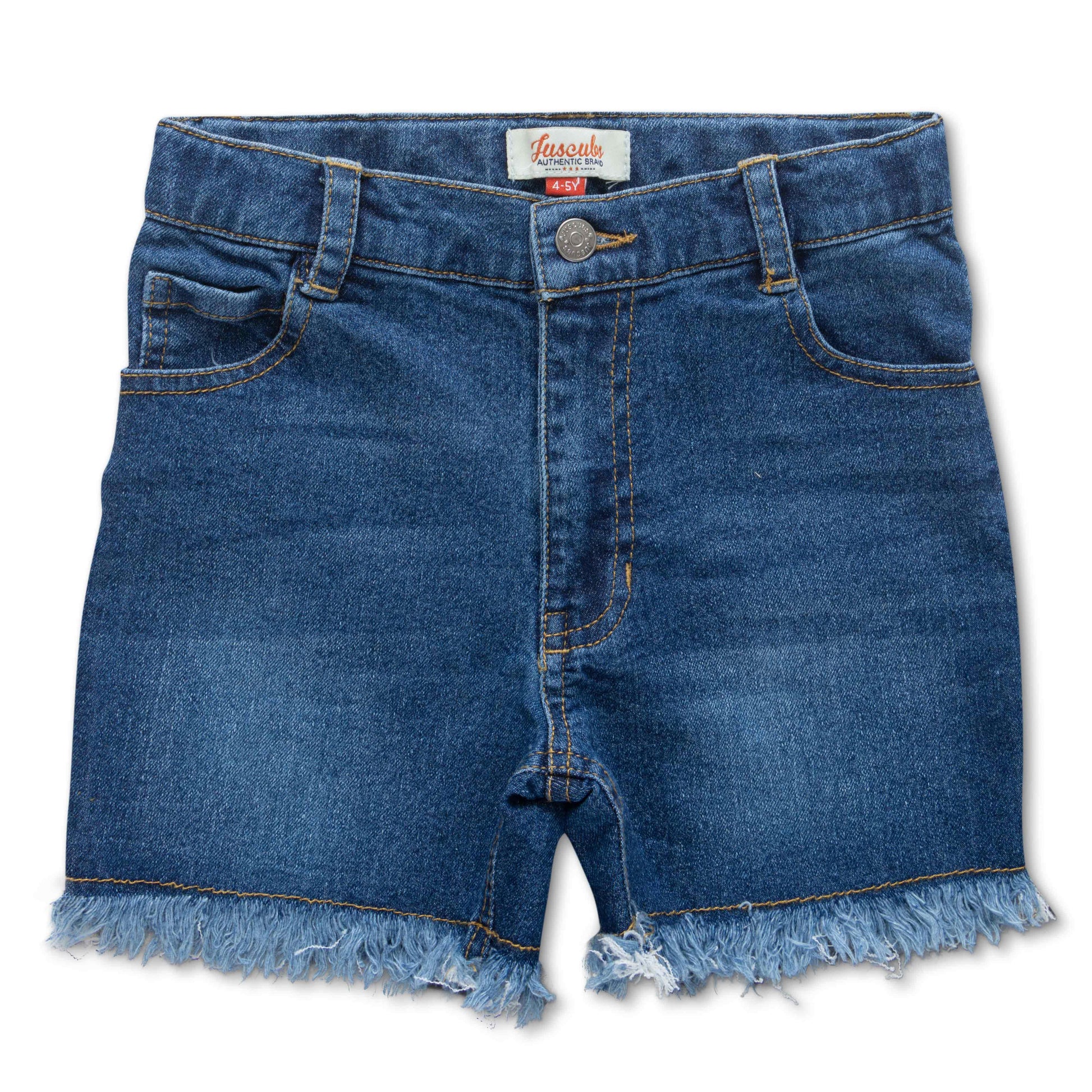 "Girls' Blue Denim Shorts with Frayed Hem – Casual Summer Wear"