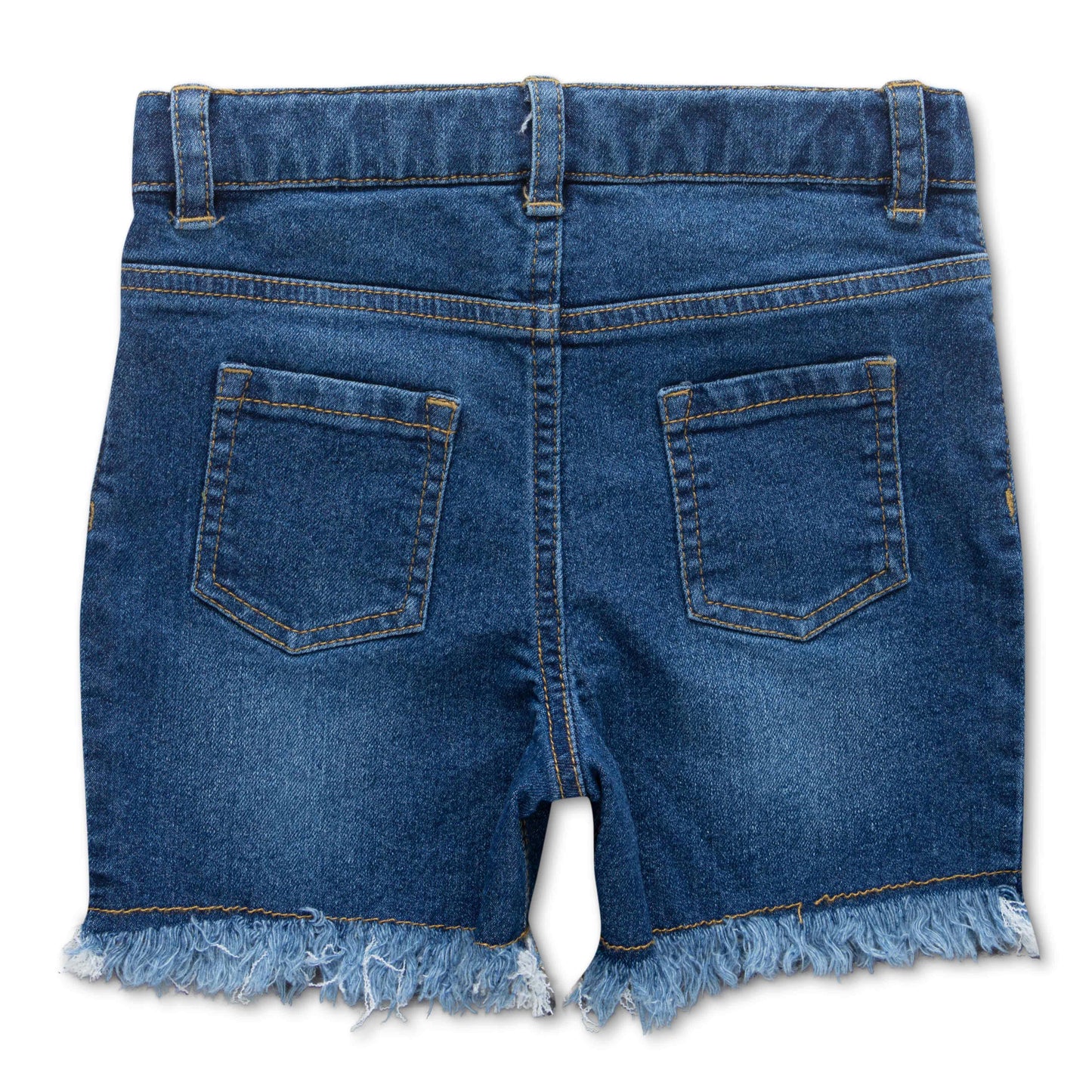 Girls Denim Toddlers Solid Fringe Shorts - Blue - Juscubs