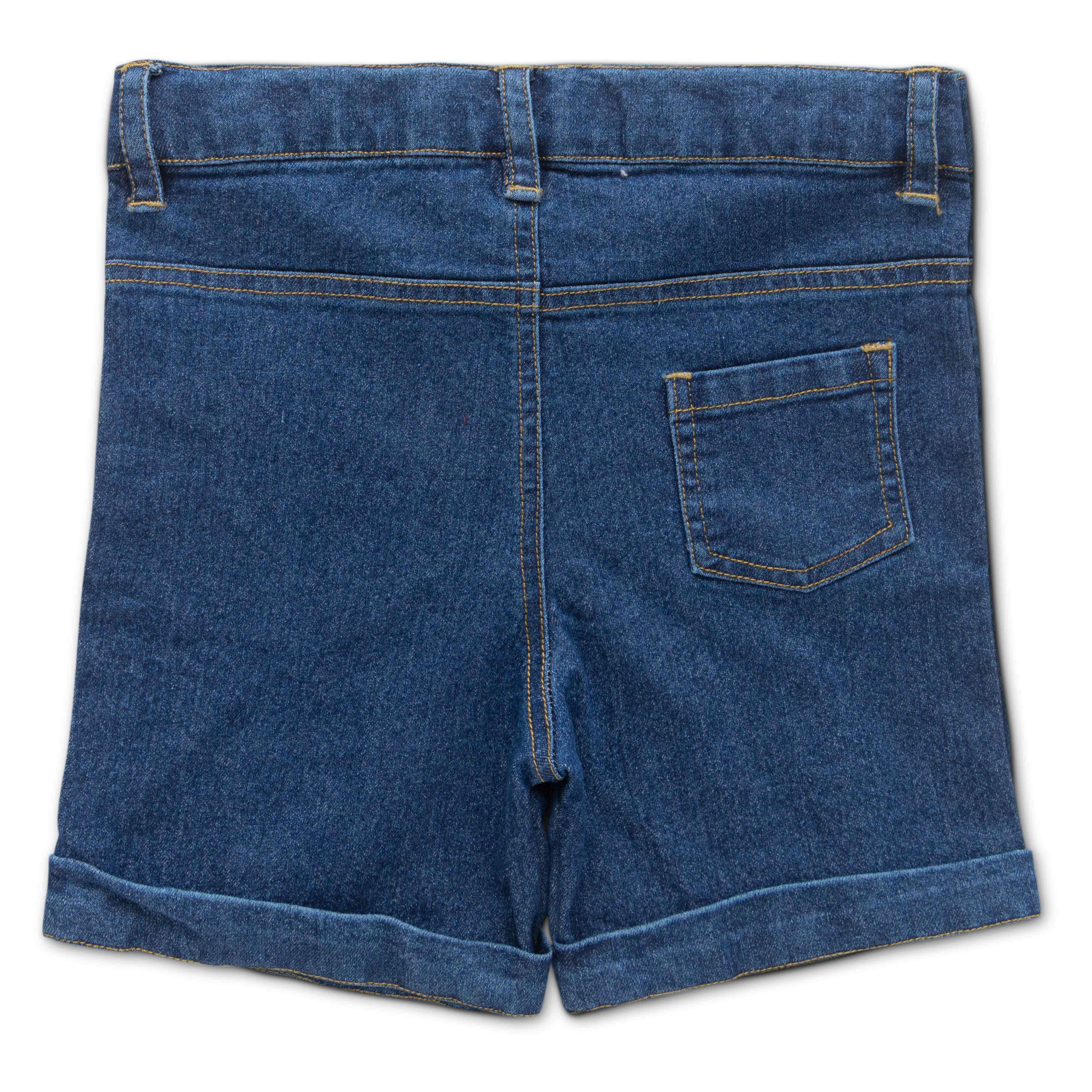 Girls Denim Toddlers Solid Shorts - Blue - Juscubs