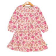 Girls Ethnic Motifs Printed Gathered Or Pleated Cotton A Line Dress