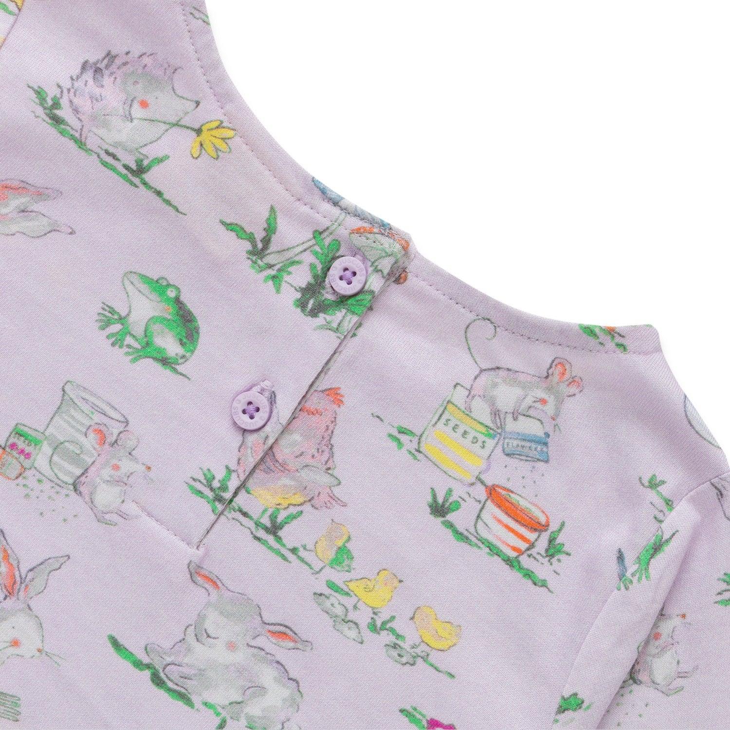 Girls Floral Print Puff Sleeve A-Line Dress - Juscubs