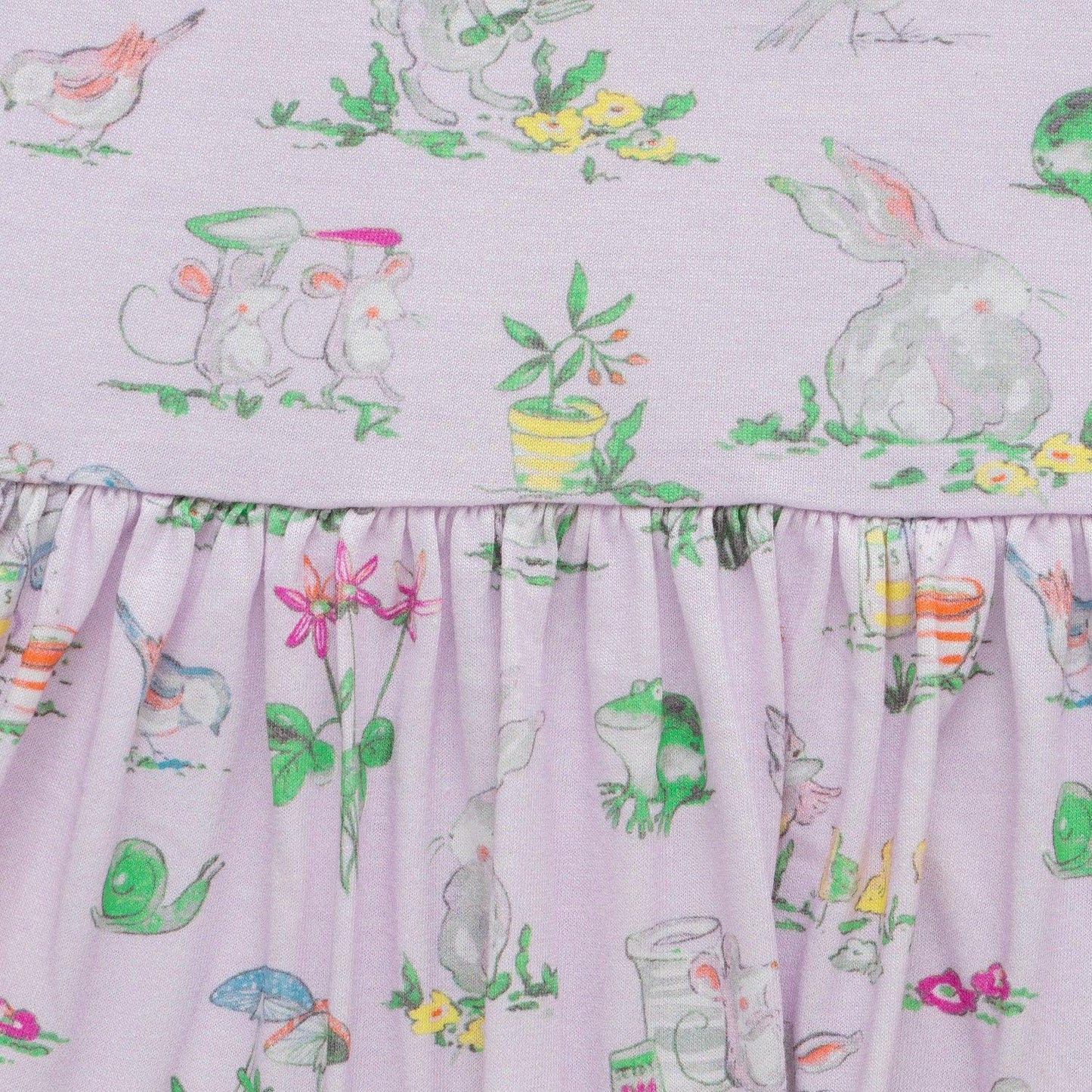 Girls Floral Print Puff Sleeve A-Line Dress - Juscubs