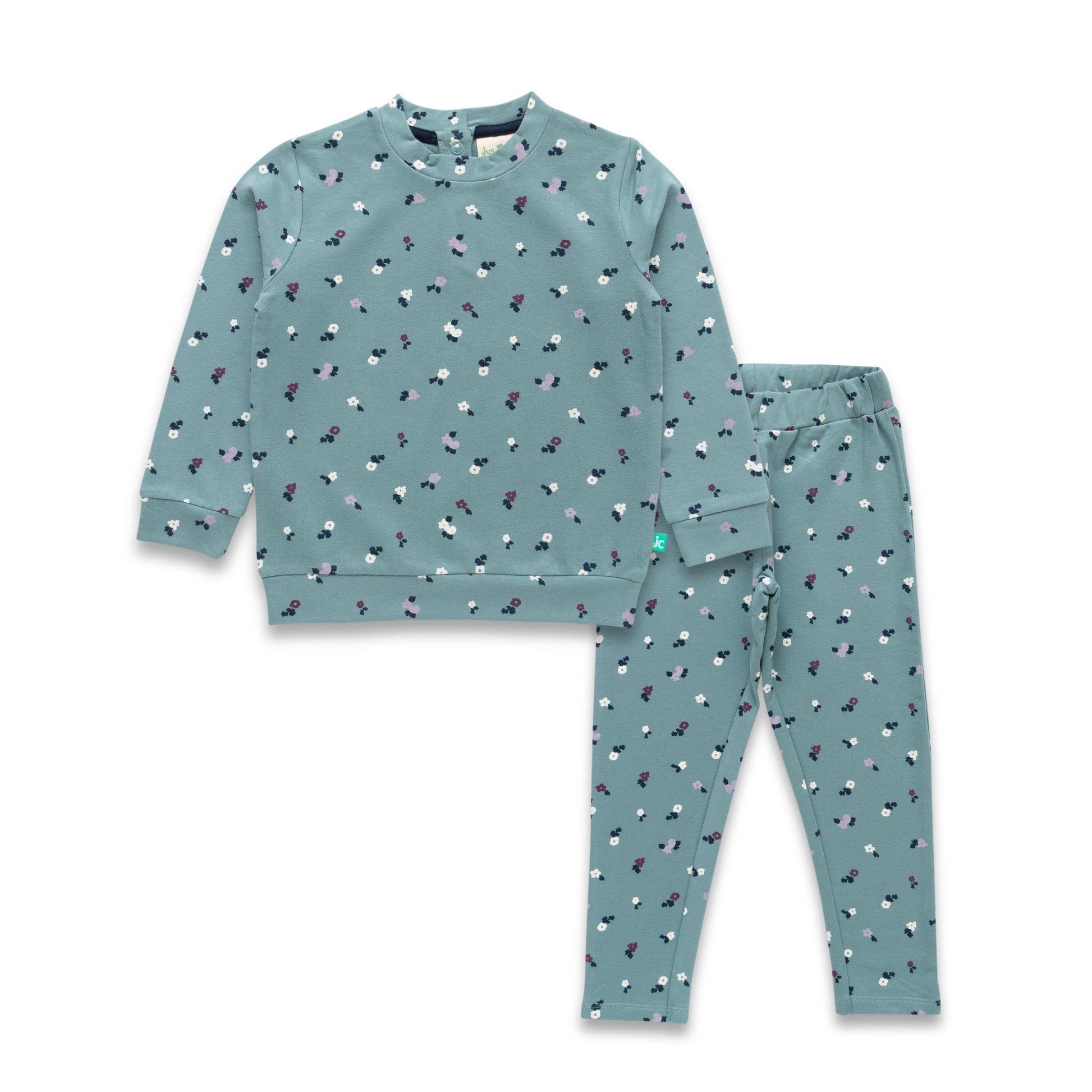 Girls Floral Printed Round Neck Long Sleeve Pure Cotton Clothing Set