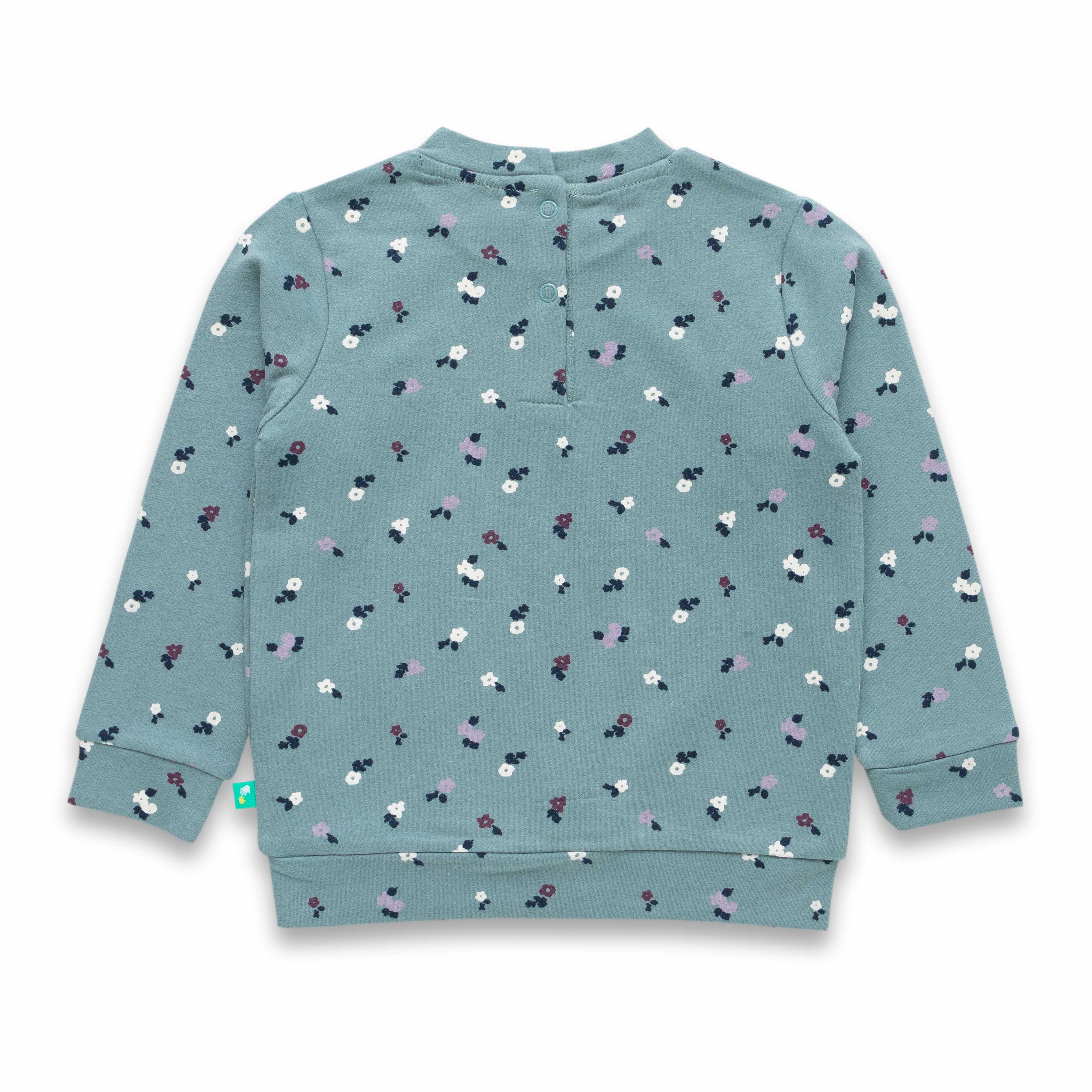 Girls Floral Printed Round Neck Long Sleeve Pure Cotton Clothing Set - Juscubs
