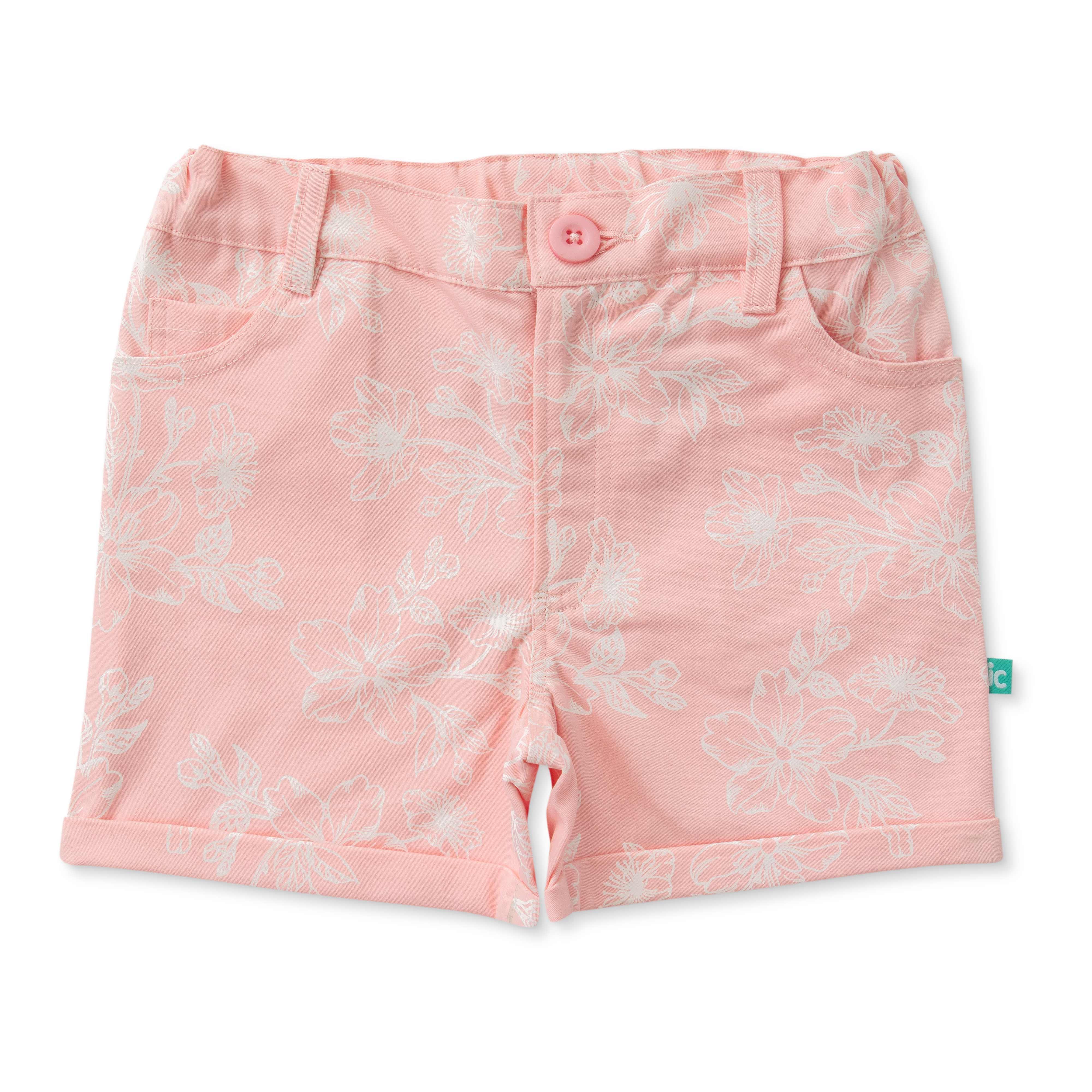 Girls Jersey Toddlers Graphic Printed Shorts - Pink - Juscubs