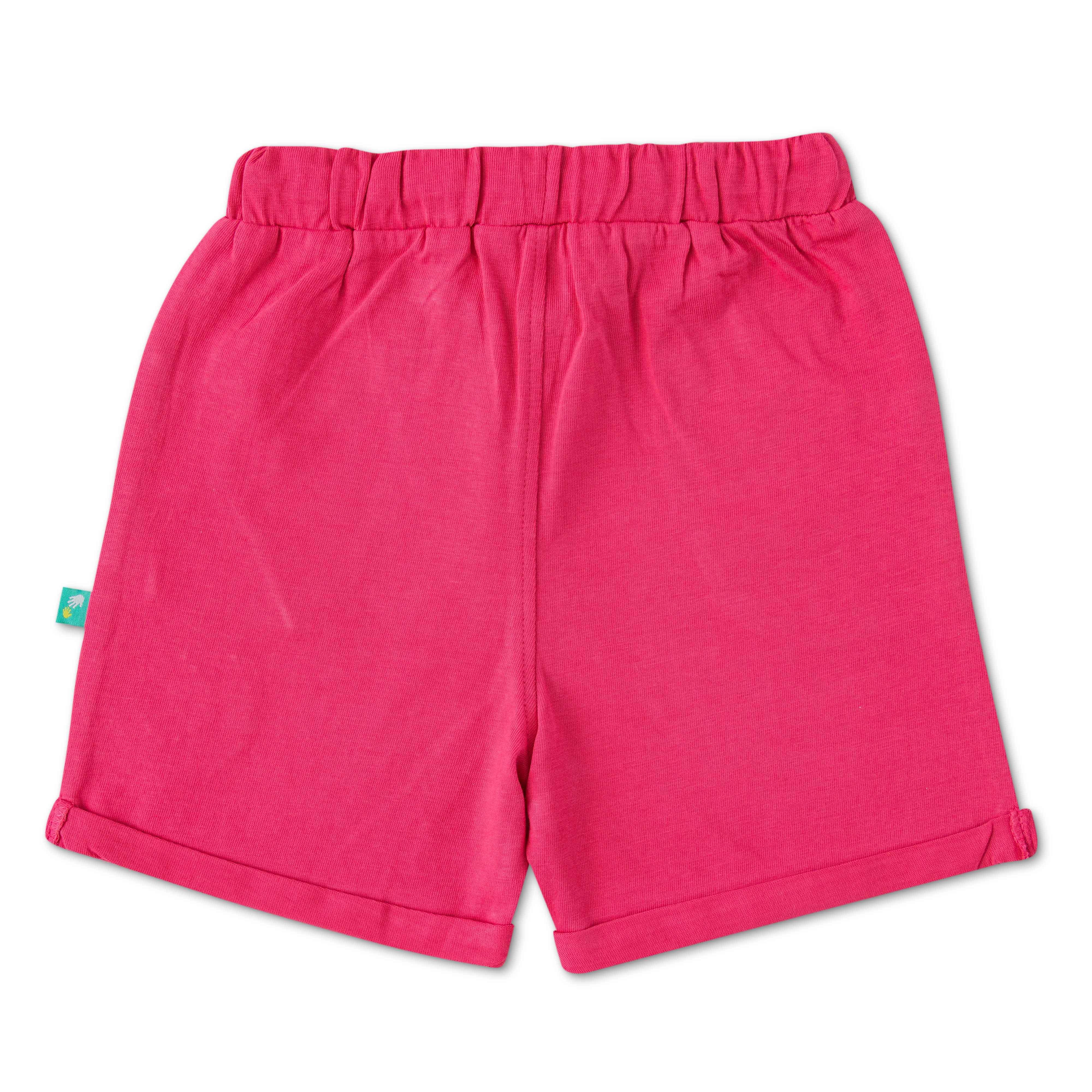 Girls Printed Pure Cotton T-shirt With Shorts - Juscubs