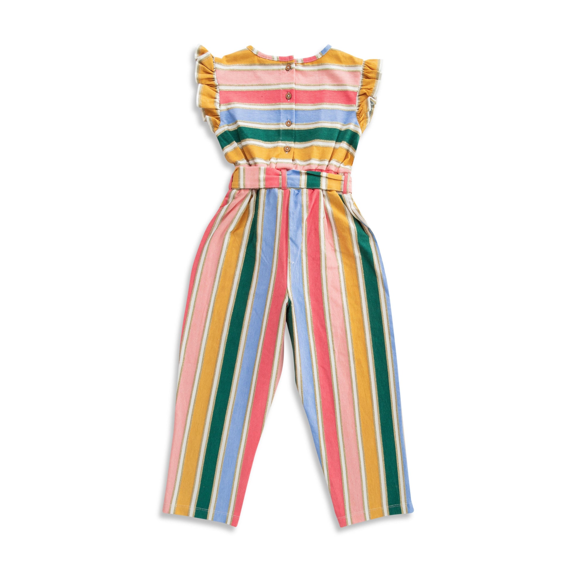Girls Striped Basic Jumpsuit-Multi