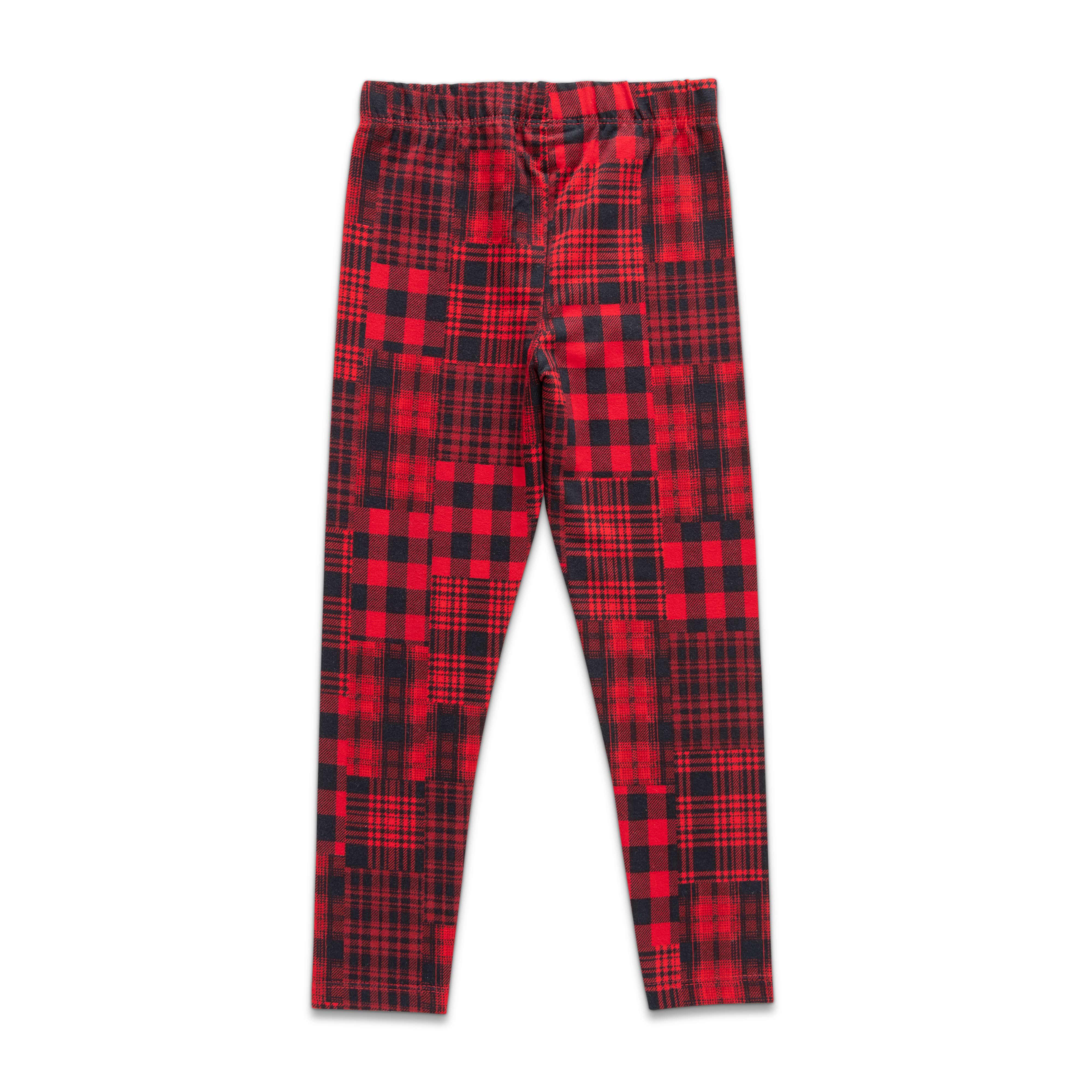 Girls Toddlers Checked Leggings Black & Red - Juscubs