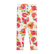 Girls' White Printed Cotton Leggings – Colorful Floral & Fruit Design for Playful Everyday Style