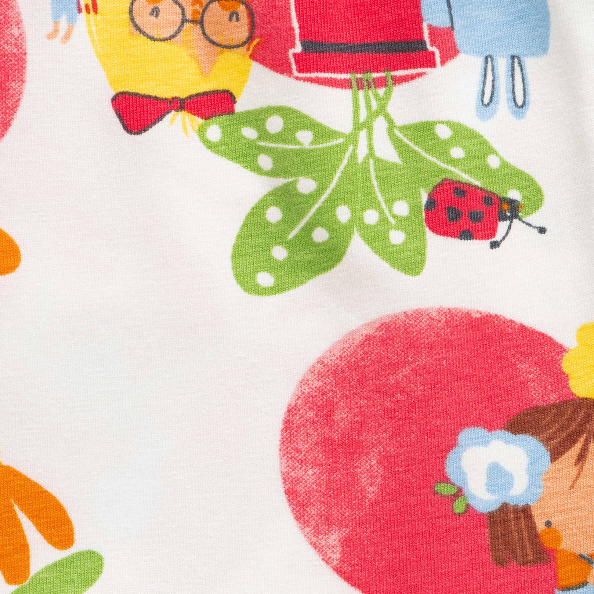 Girls' White Printed Cotton Leggings – Colorful Floral & Fruit Design for Playful Everyday Style