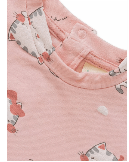 "Baby Girls ' Pink Sweatshirt with Cute Cat All-Over Print"