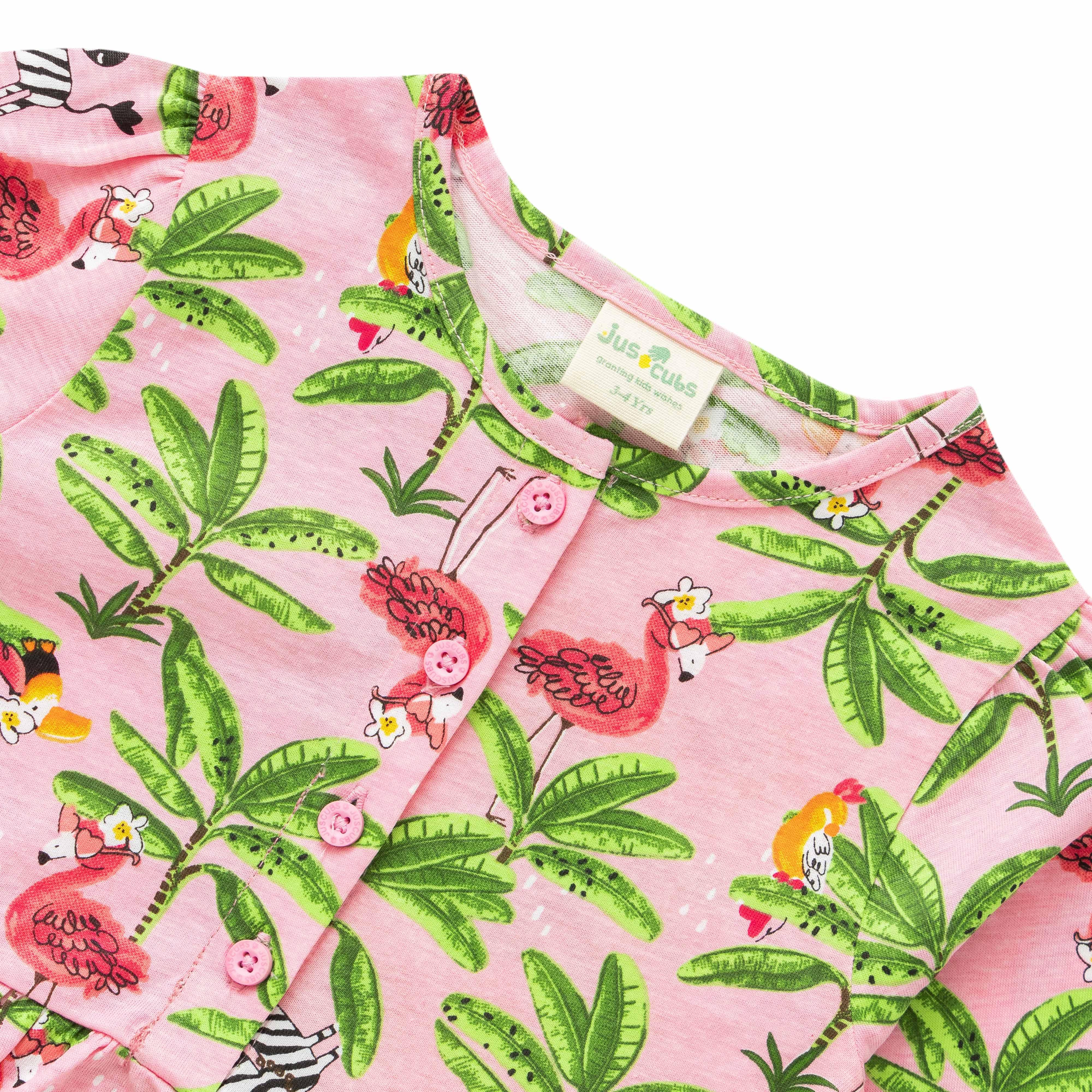 Tropical Print A-Line Dress - Juscubs