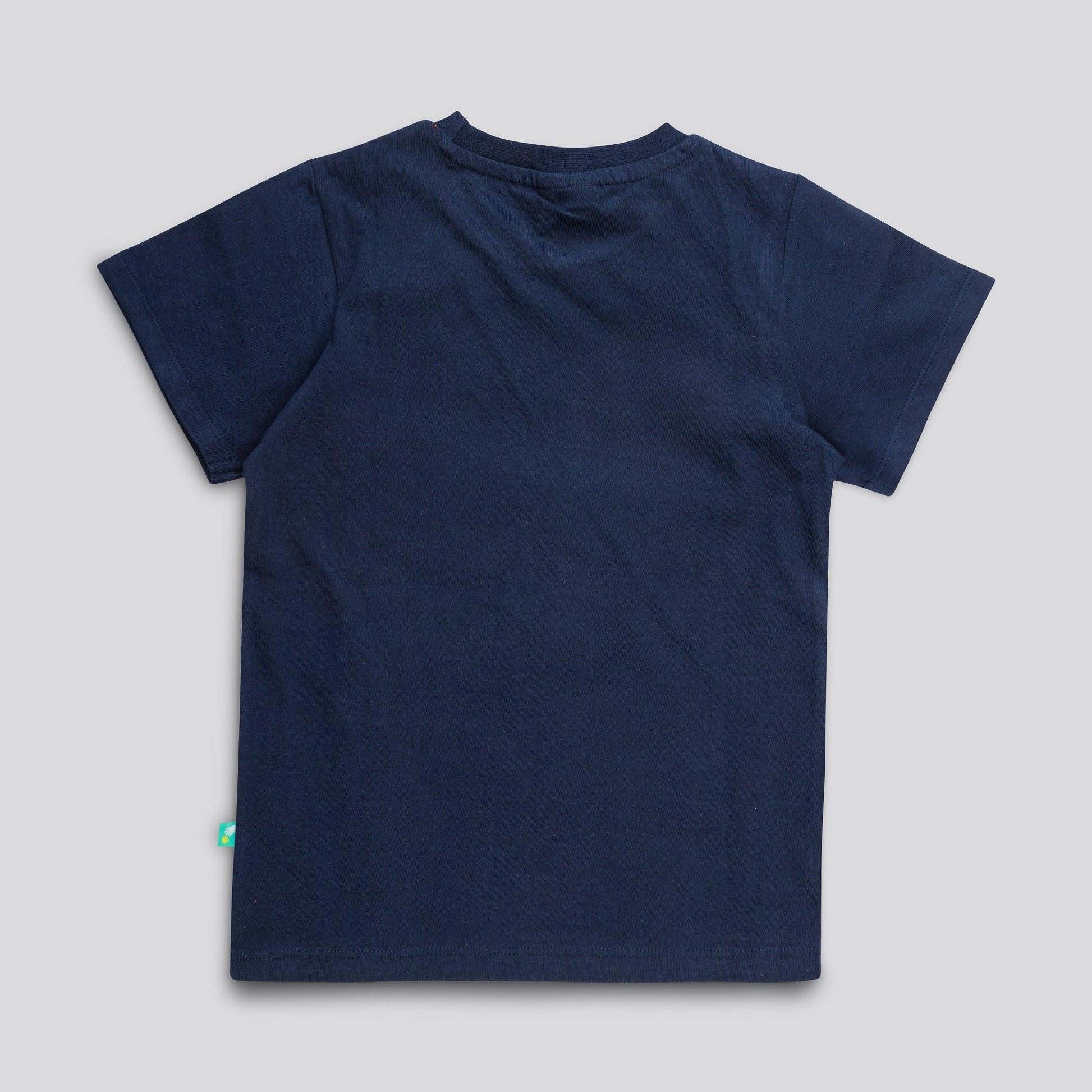 "Boys Navy Blue Cotton T-Shirt with Adventure Airplane Print"