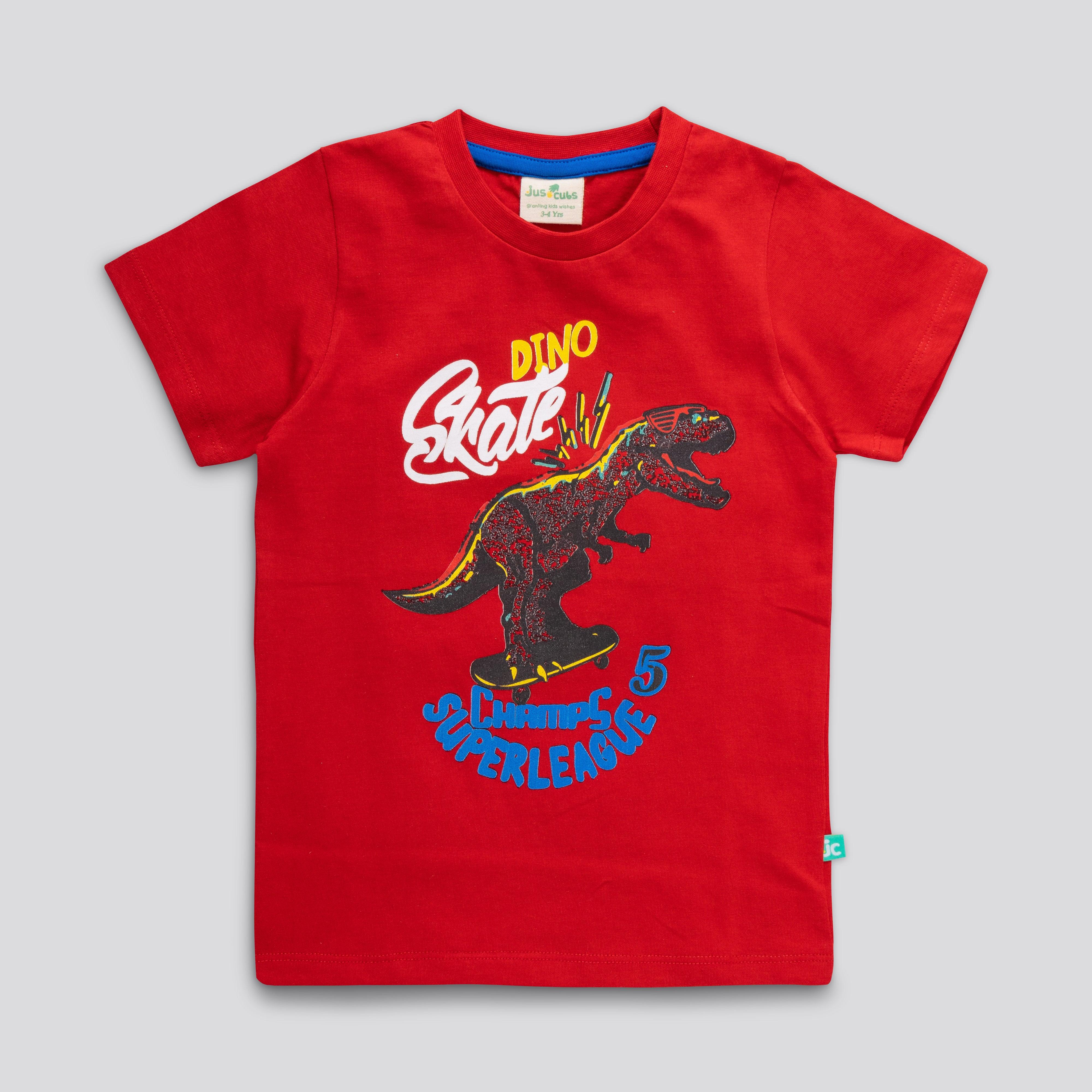 YOUNG BOYS DINO GRAPHIC PRINTED T SHIRT - Juscubs