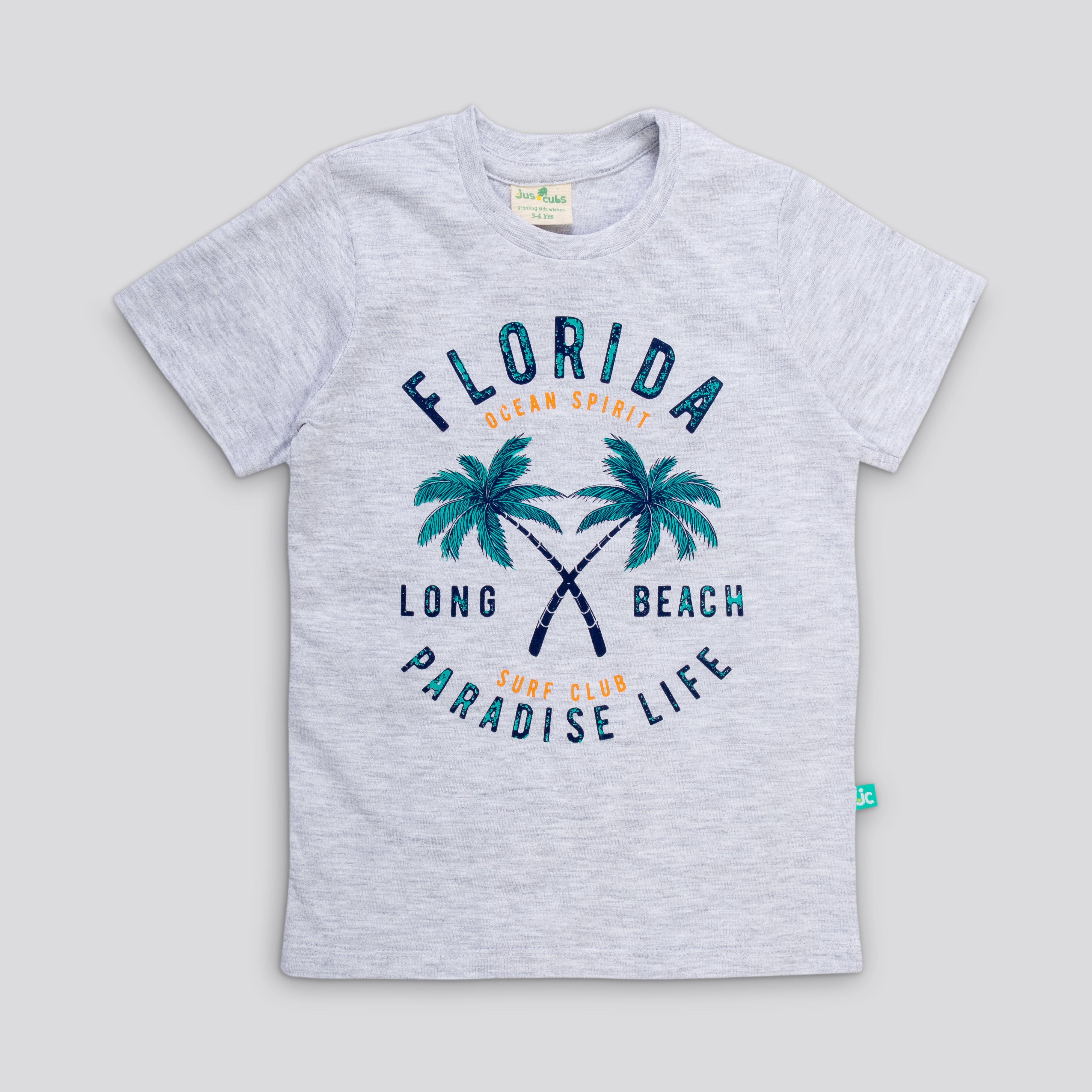YOUNG BOYS FLORIDA BEACH GRAPHIC PRINTED T SHIRT - Juscubs