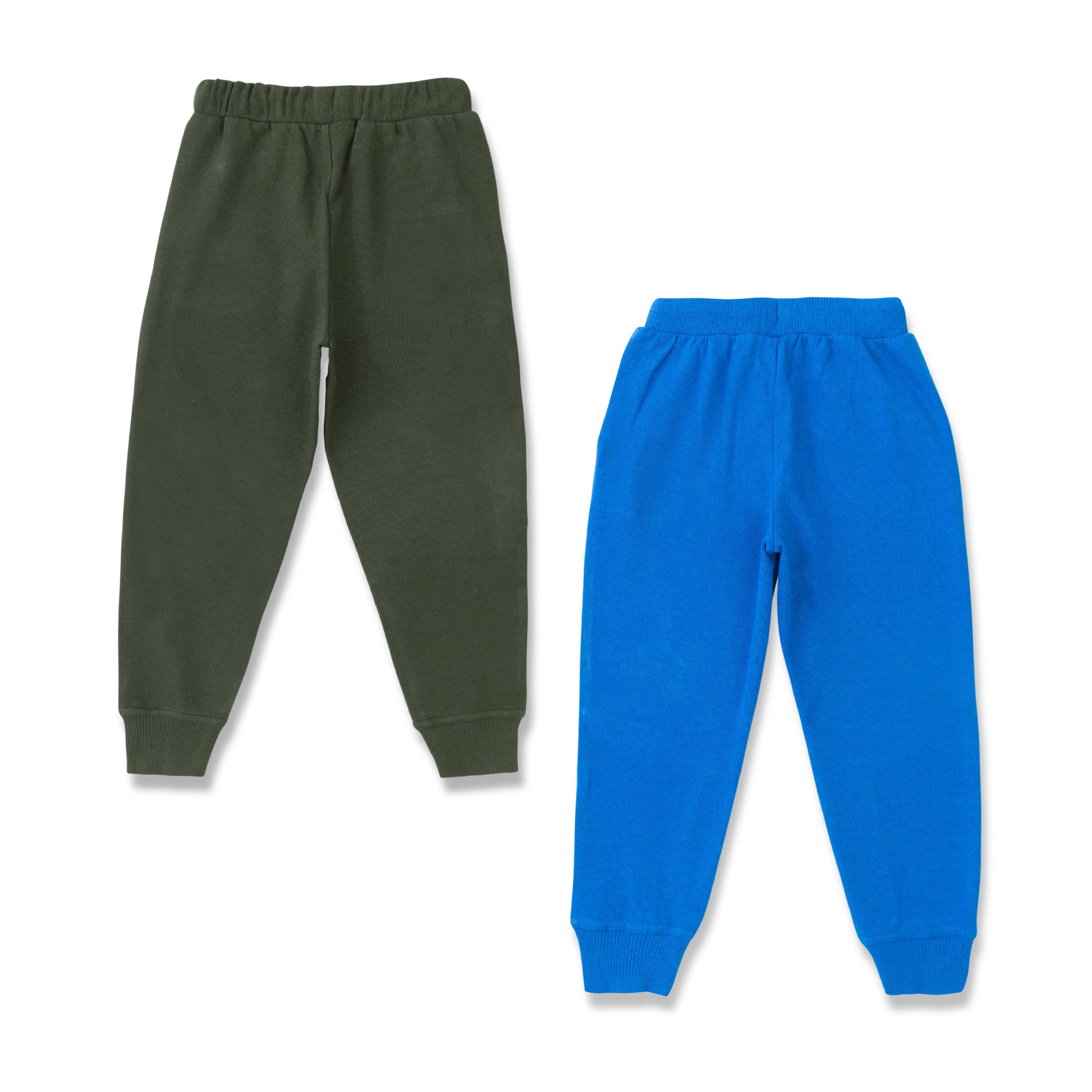 Young Boys Solid Track Pants Pack of 2 - Multicolor - Juscubs
