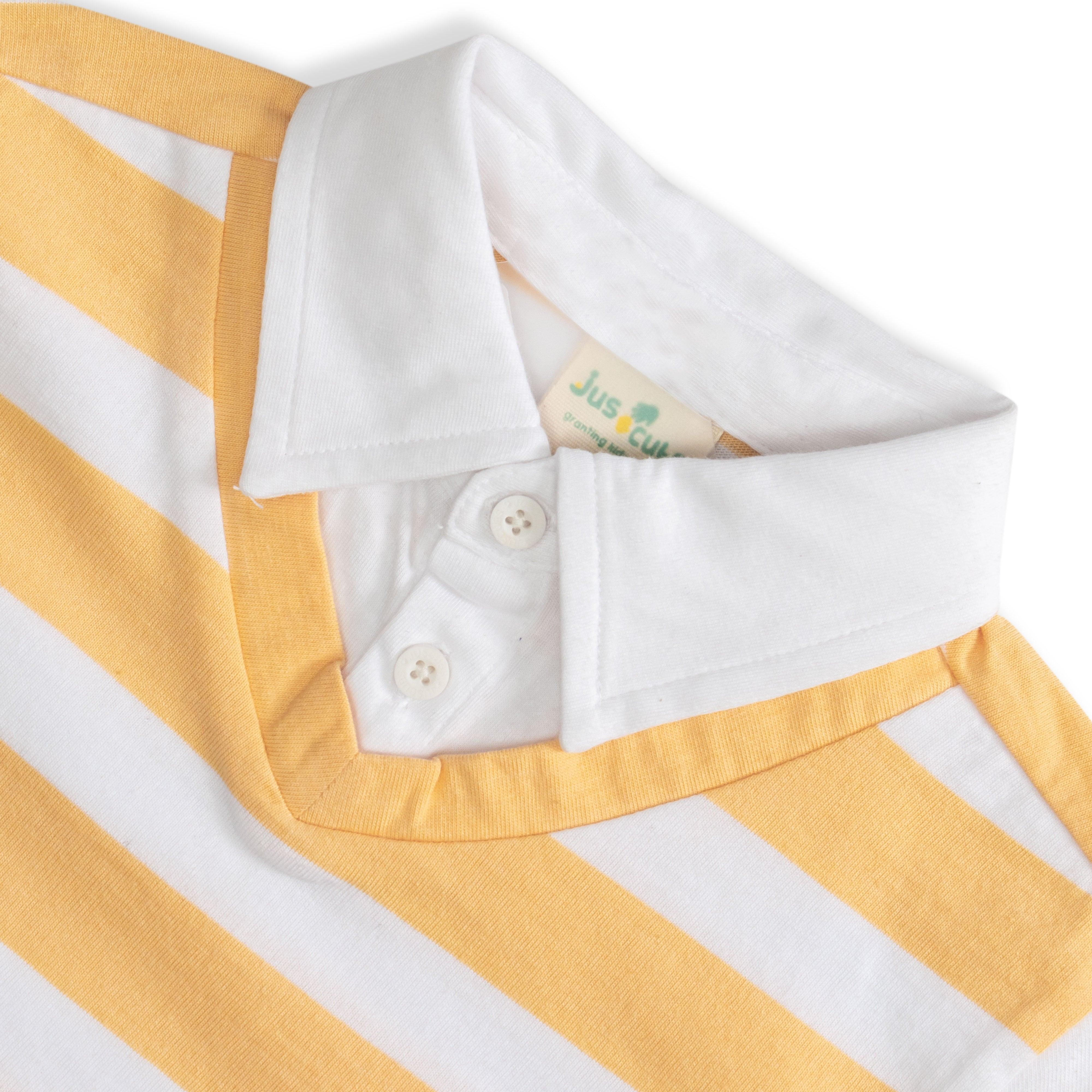 Young Boys Striped Full Sleeve Polo T Shirt - Juscubs