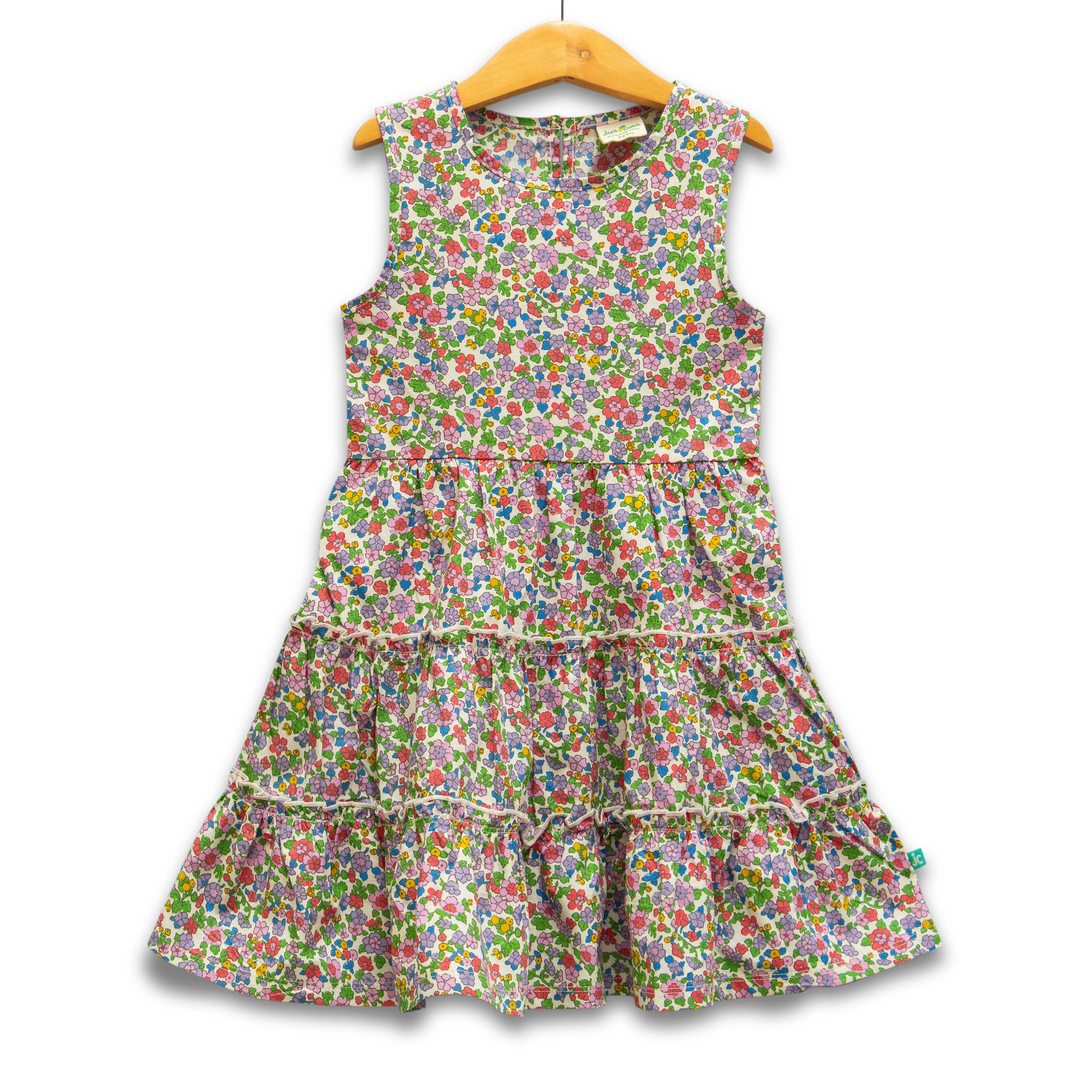 Young Girls All Over Printed Dress & Shrug Set - Juscubs