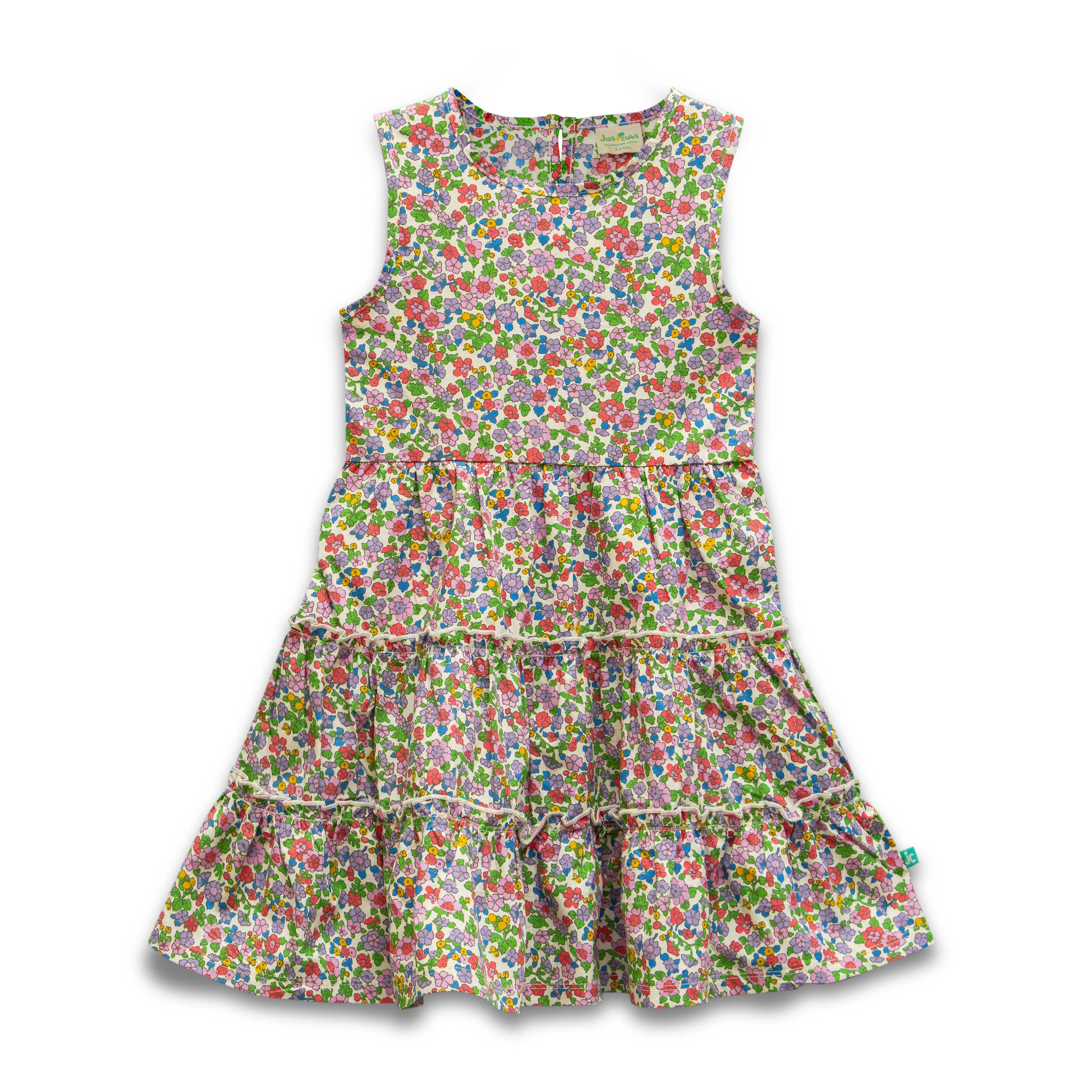 Young Girls All Over Printed Dress & Shrug Set - Juscubs