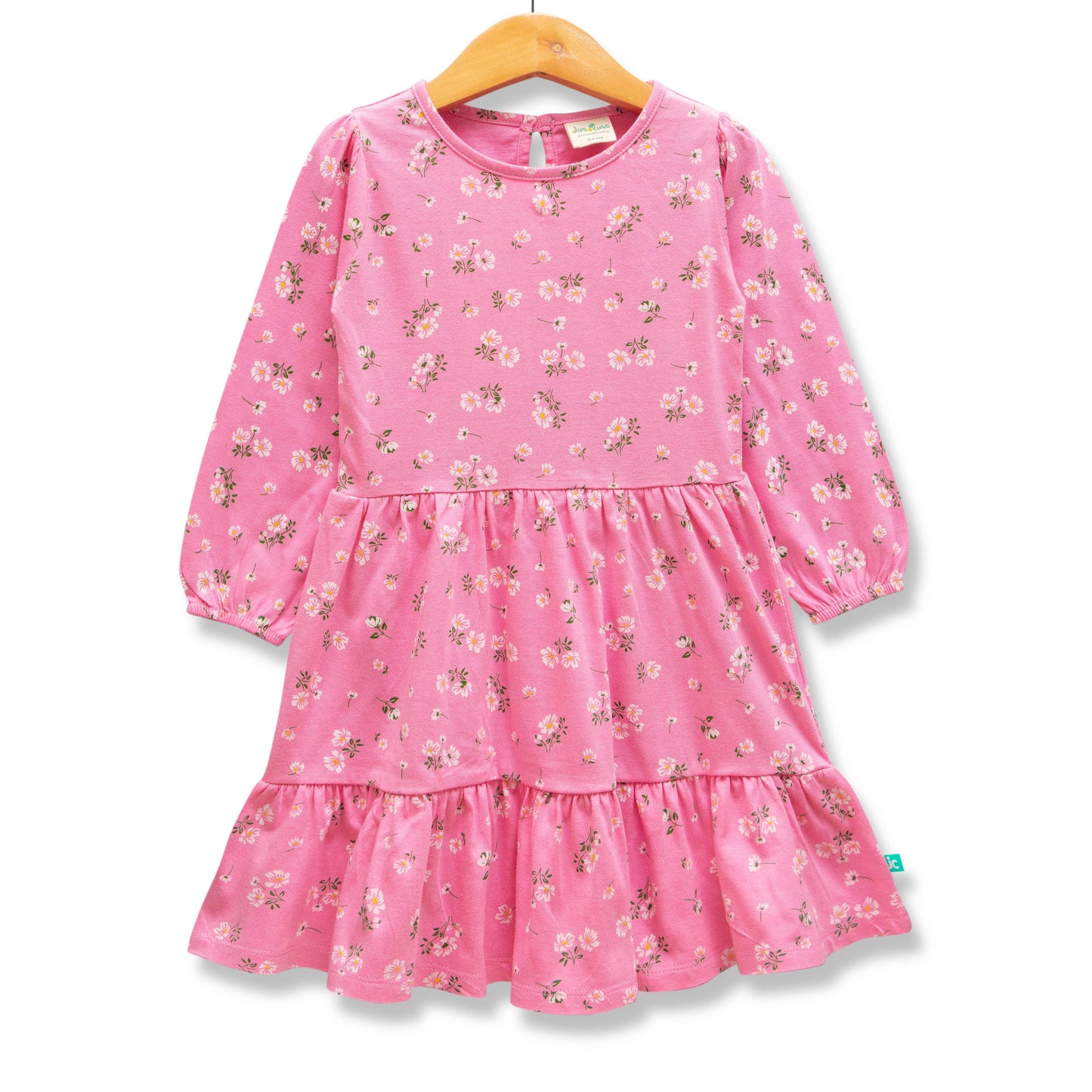 Young Girls All Over Printed Knee Length Fit & Flare Dress - Juscubs