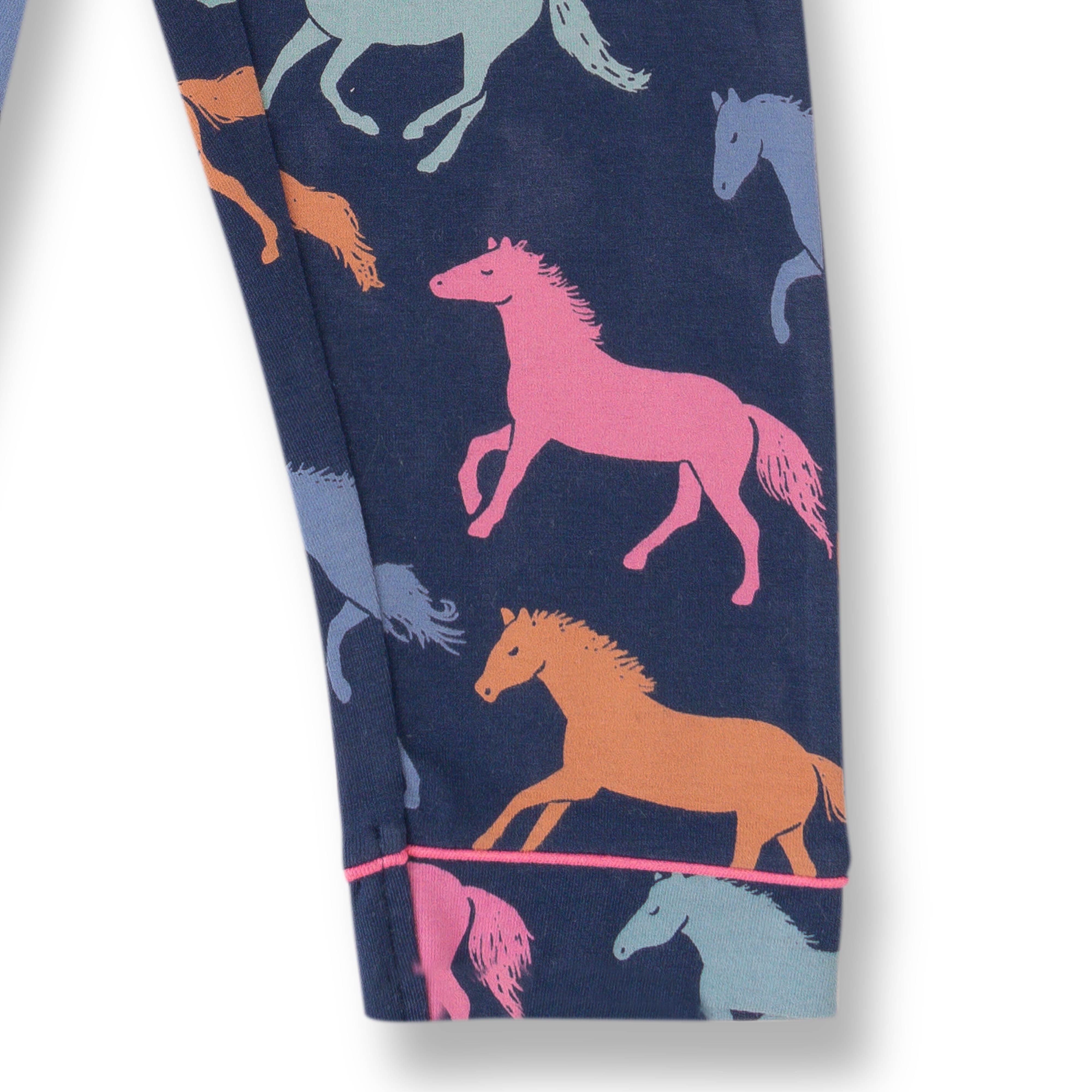 Young Girls Top & Bottom All Over Horse Printed Nightwear - Juscubs