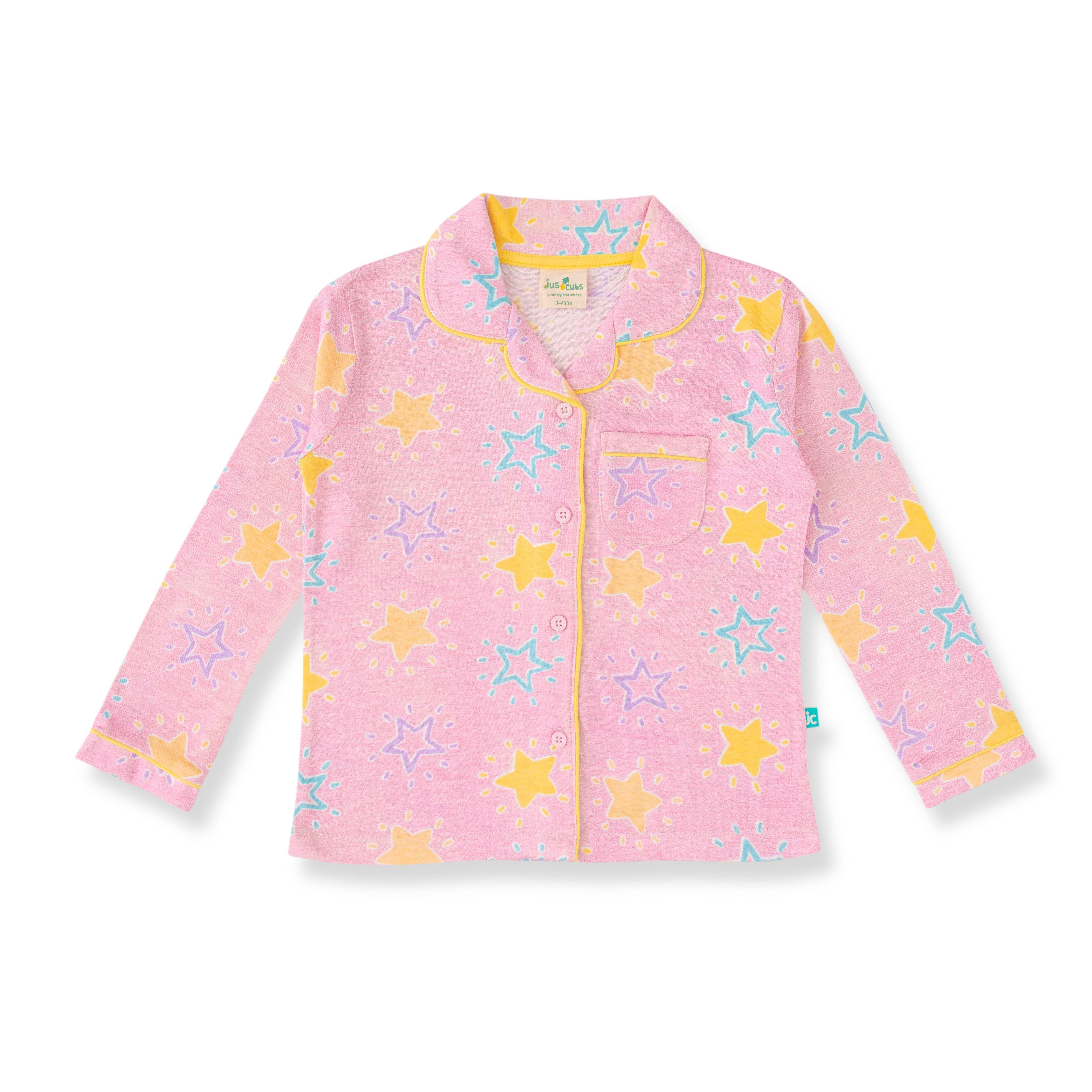 Young Girls Top & Bottom All Over Printed Nightwear - Juscubs
