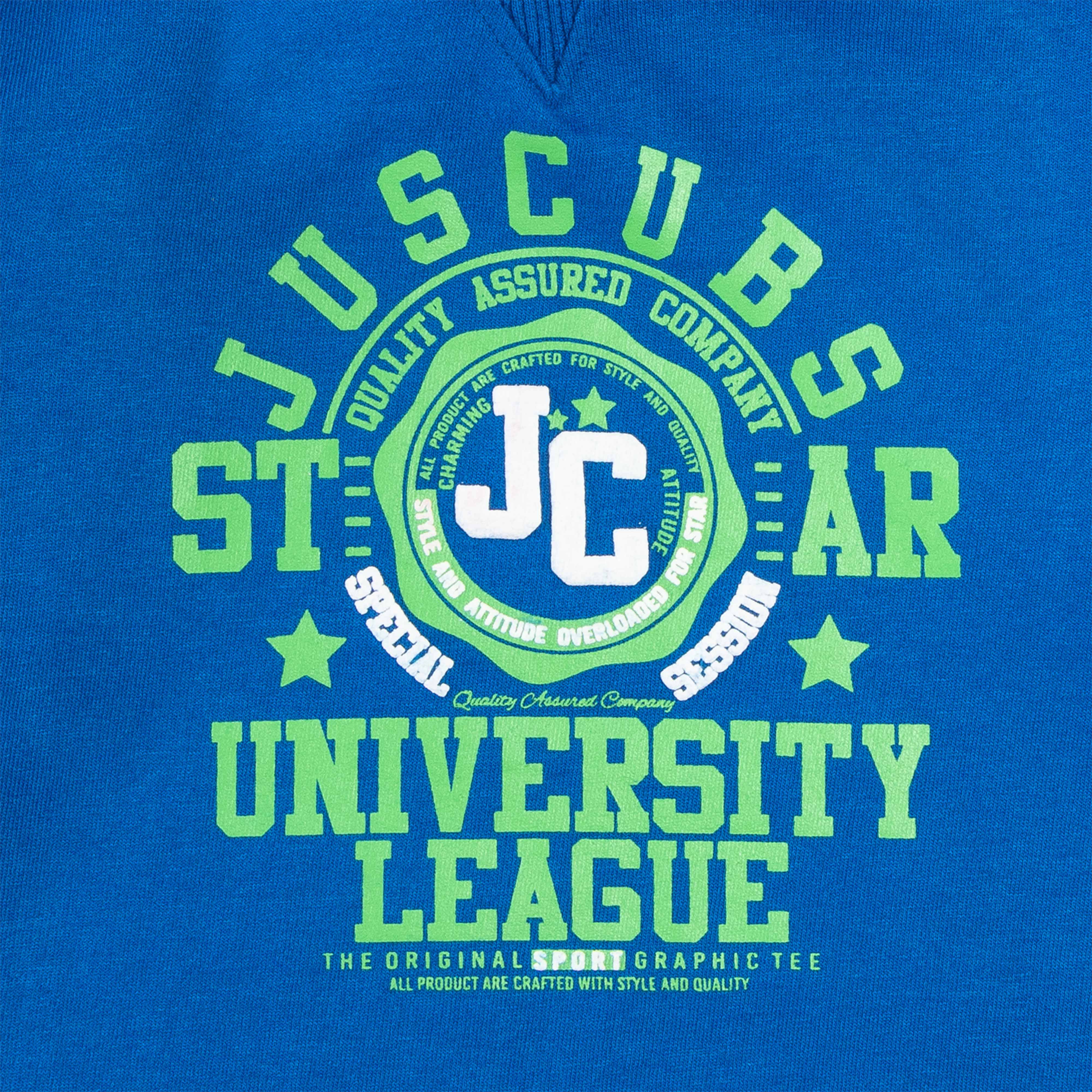 "Boys' Hoodie with University League Graphic and Contrast Grey Hood"