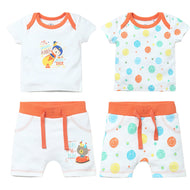 Boys AOP-Solid New Born Sets Pack Of 4