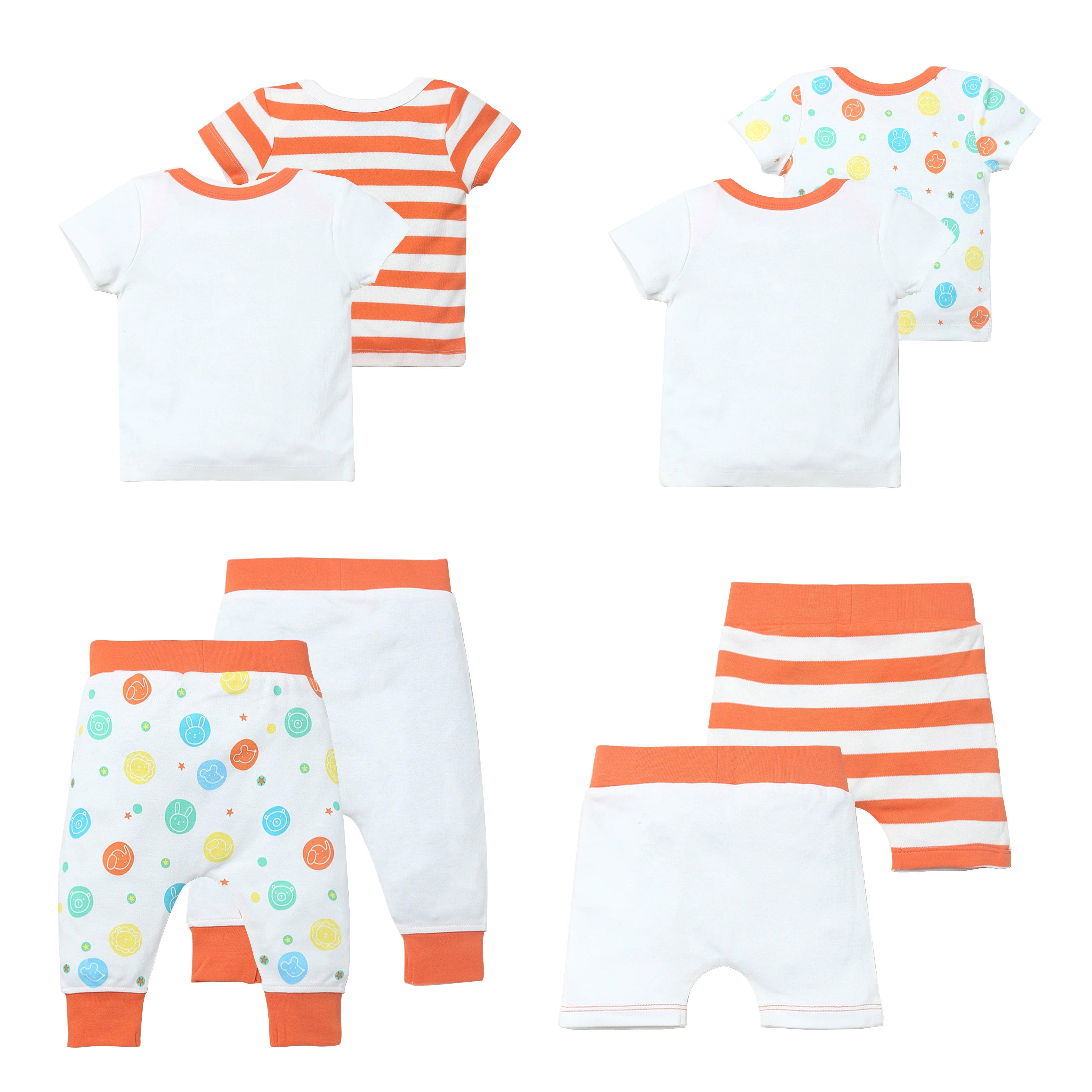 Boys AOP-Solid-Striped New Born Sets Pack Of 8 - Juscubs