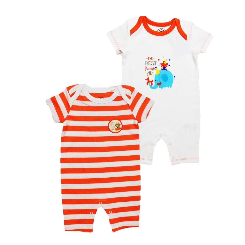 Boys Solid-Stripe Rompers Pack of 2 - Juscubs