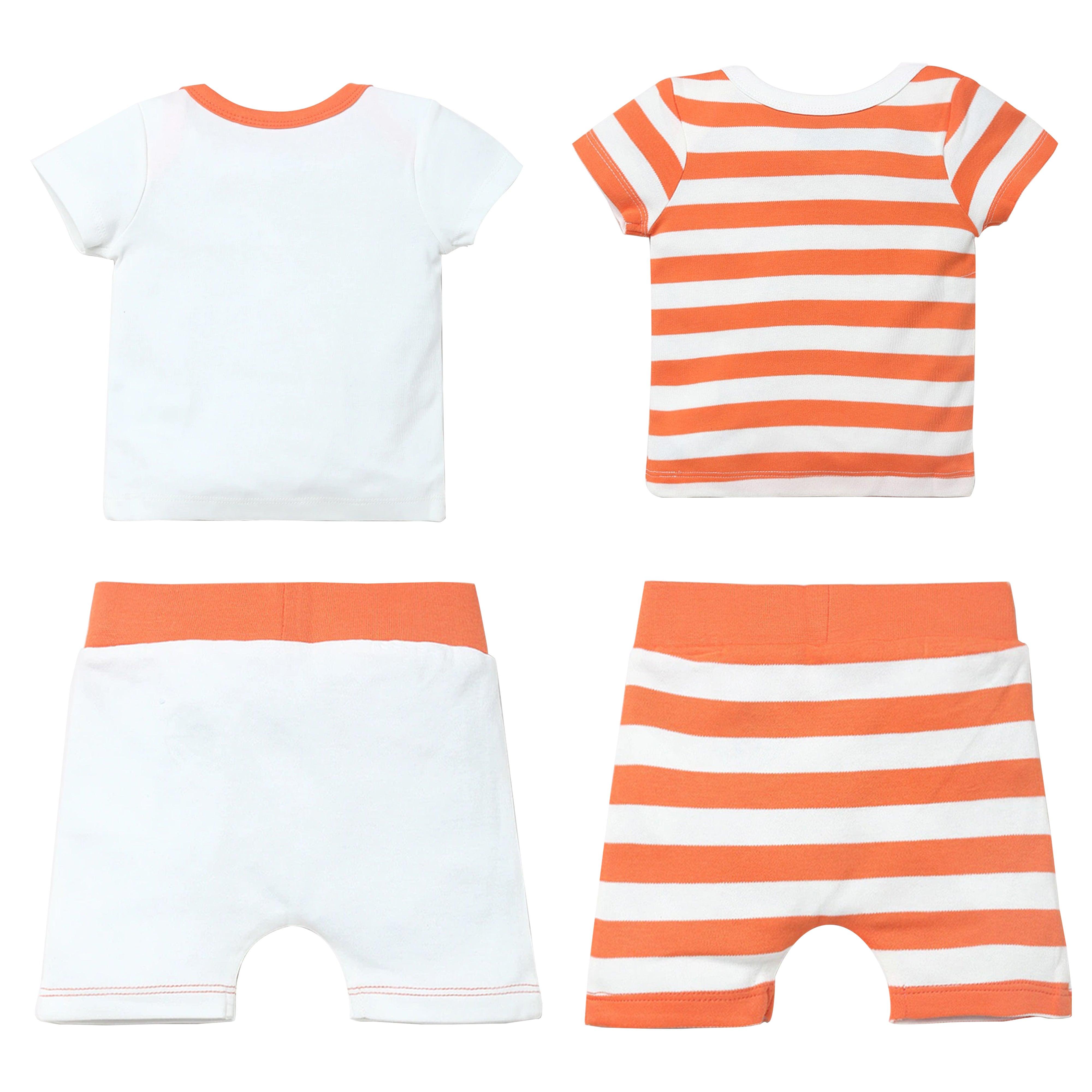 Boys Solid-Striped New Born Sets Pack Of 4 - Juscubs