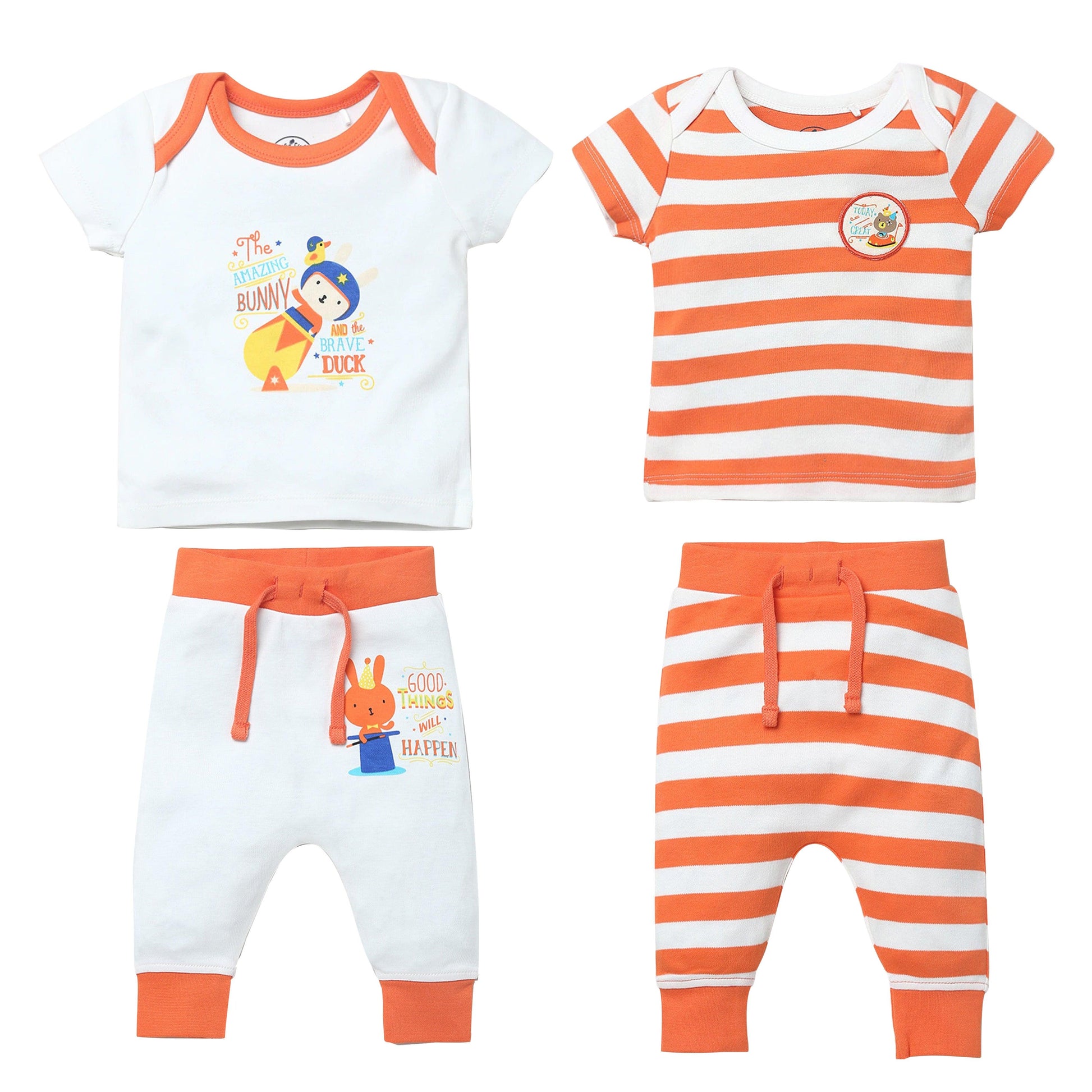 Boys Stripe-Solid New Born Sets Pack Of 4