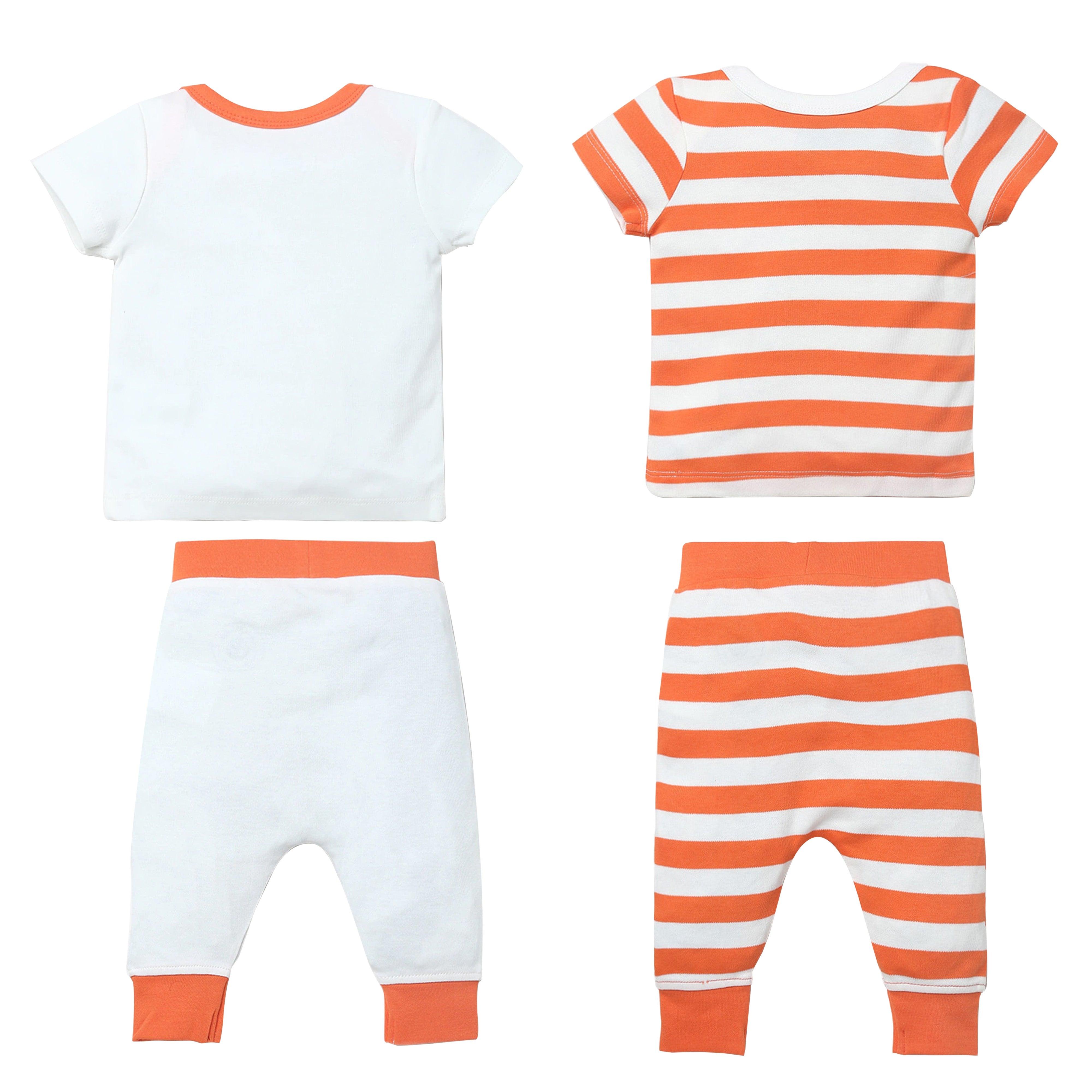 Boys Stripe-Solid New Born Sets Pack Of 4 - Juscubs