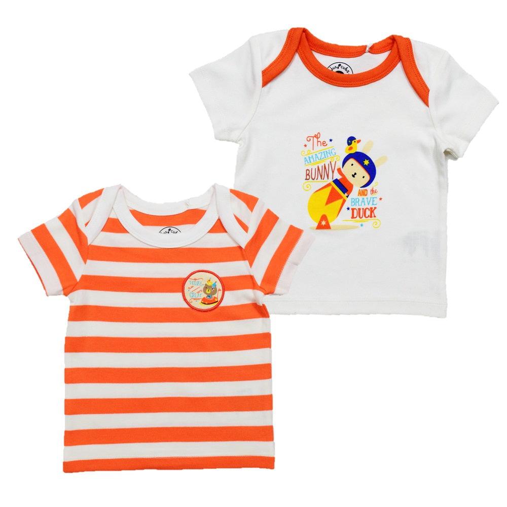 Boys Stripe-Solid-T-Shirt Pack of 2 - Juscubs