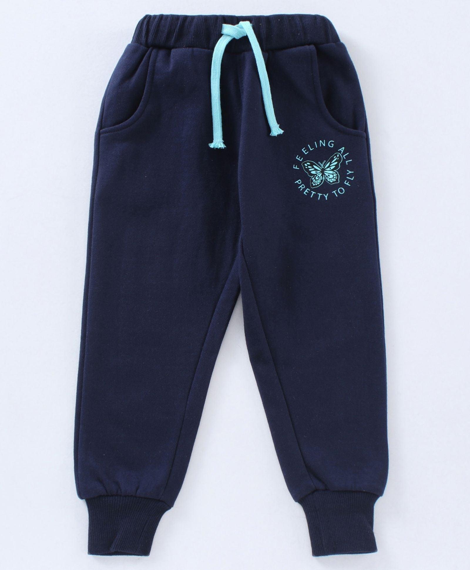 Girls Jogger Rose Embroidery Patch - Navy - Juscubs