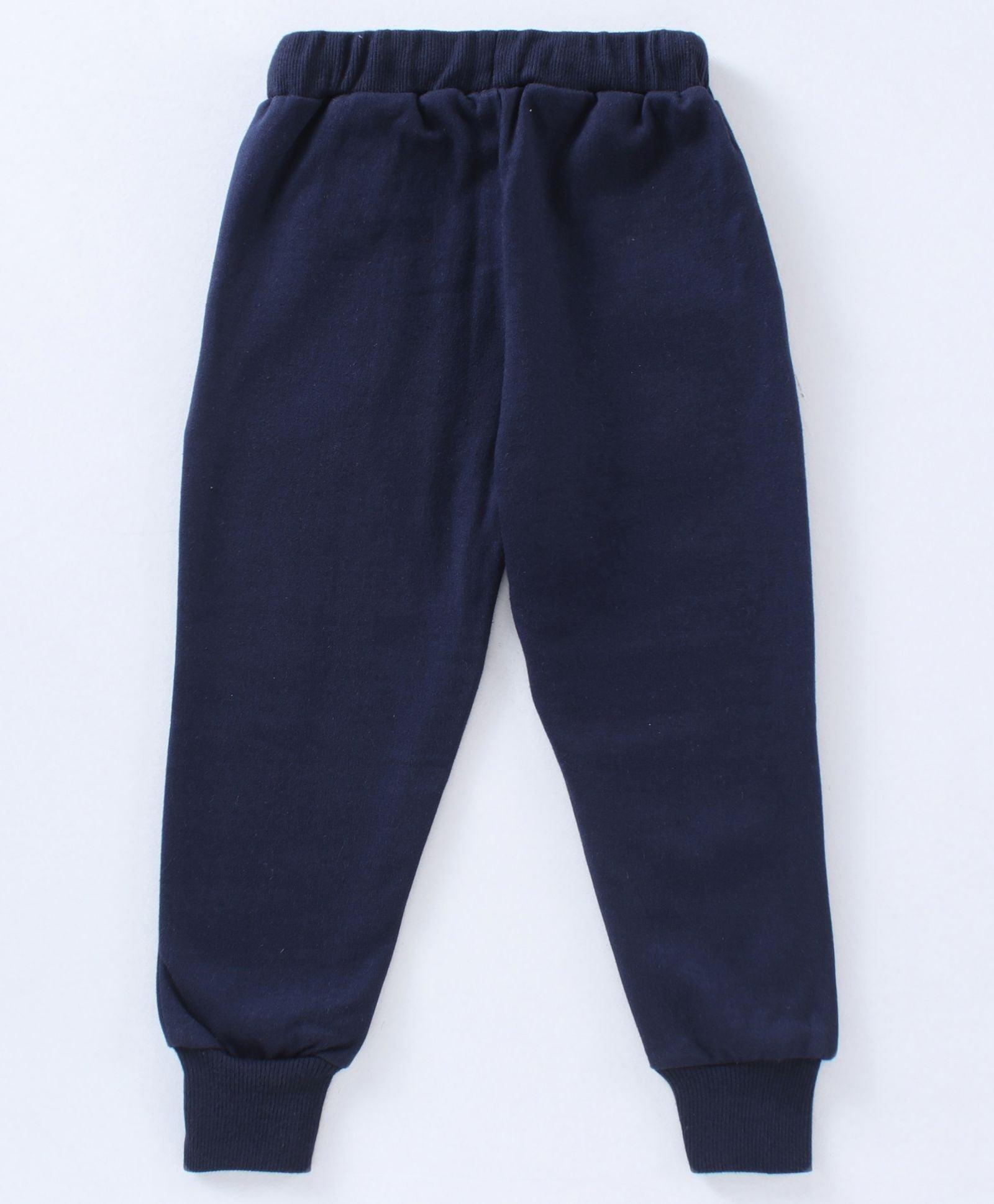 Girls Jogger Rose Embroidery Patch - Navy - Juscubs