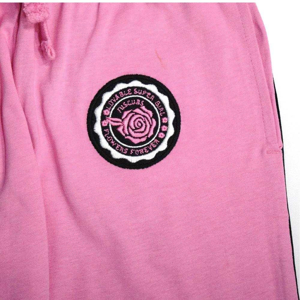 Girls Jogger Rose Embroidery Patch - Pink - Juscubs