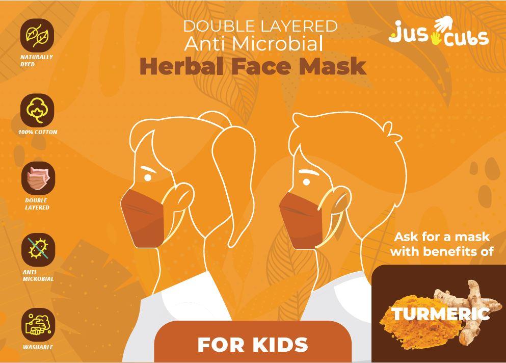 Herbal Double Layered Kids Turmeric Mask Pack of 10 - Juscubs